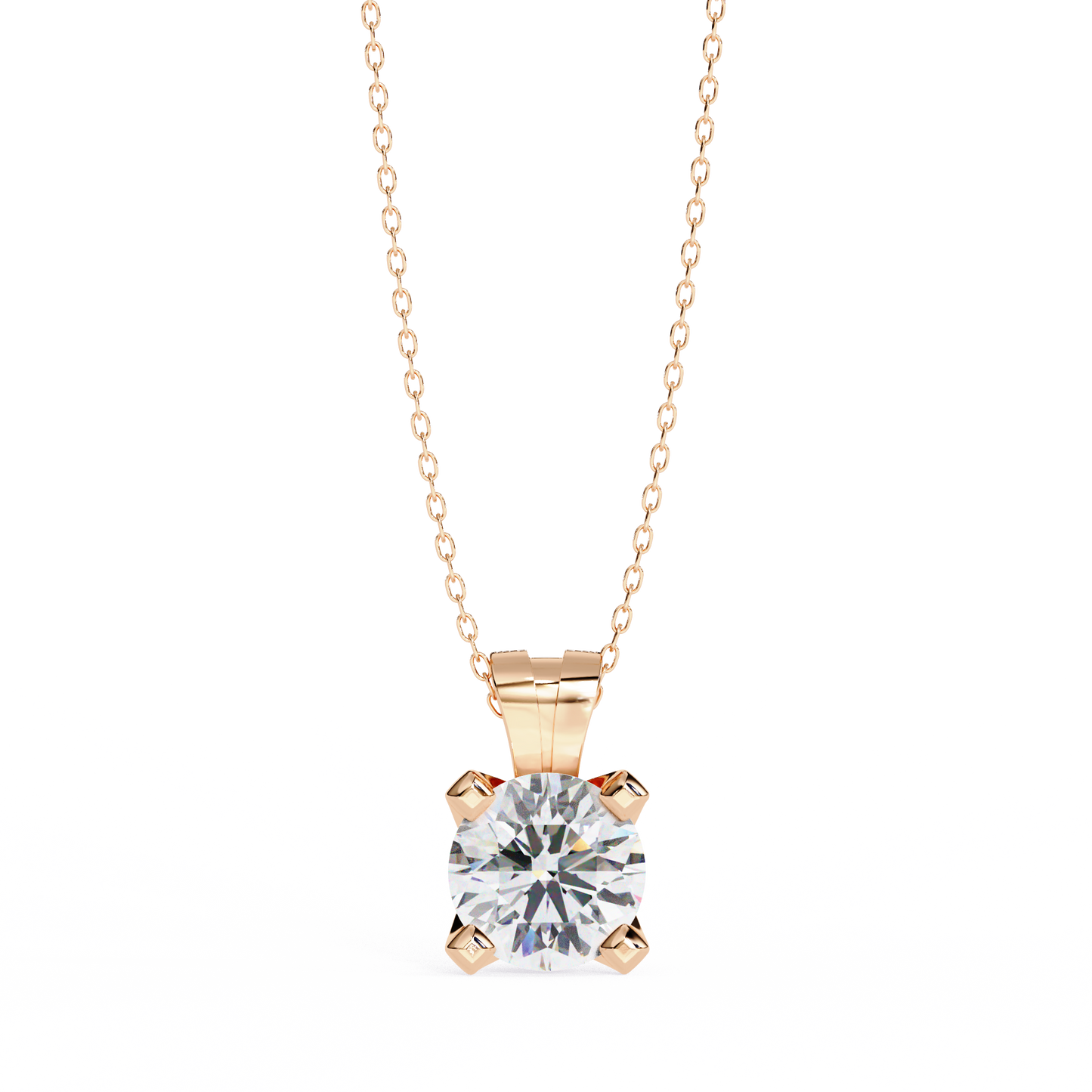 lgd solitaire pendant round stone (2.18ct) in 14k gold without chain
