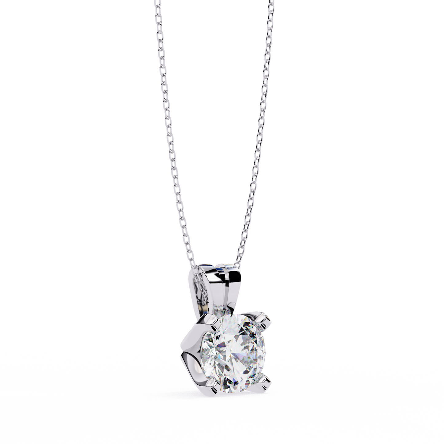 lgd solitaire pendant round stone (2.18ct) in 14k gold without chain