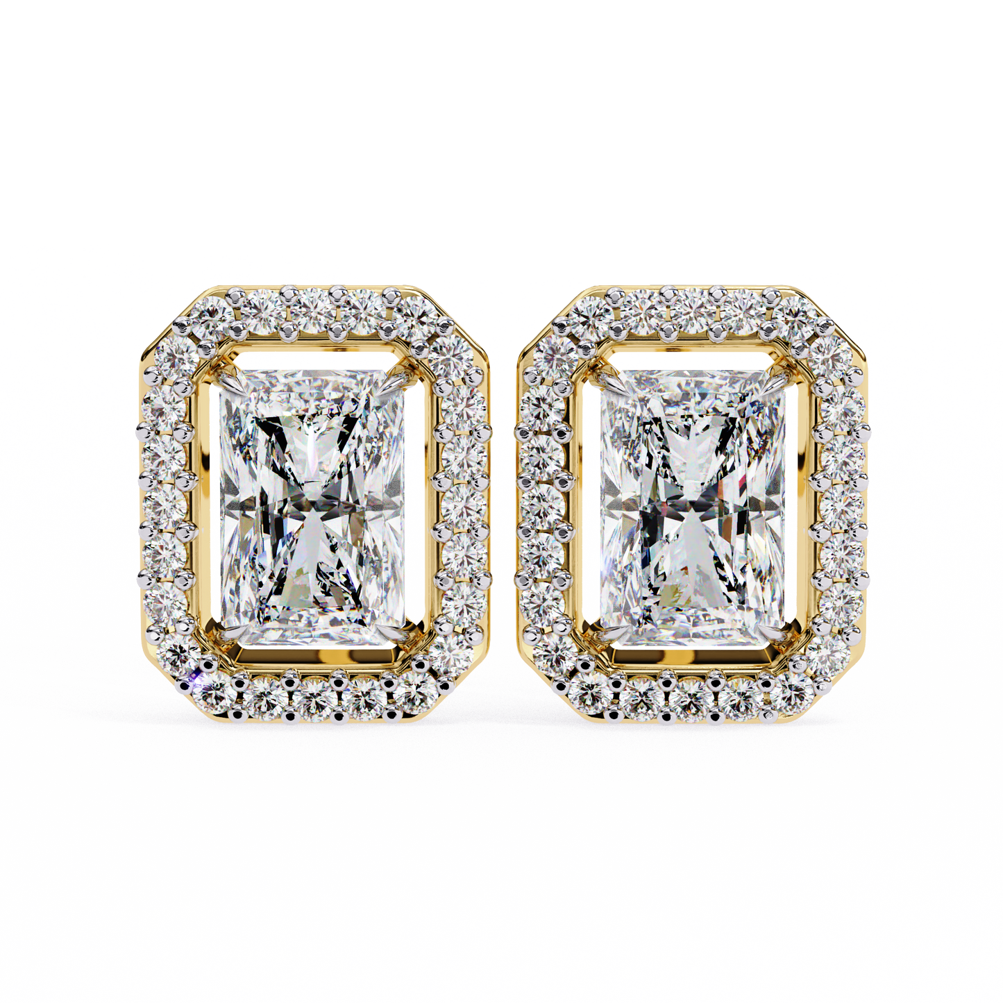 2.84 carat radiant cut diamond halo earrings – luxury fine jewelry