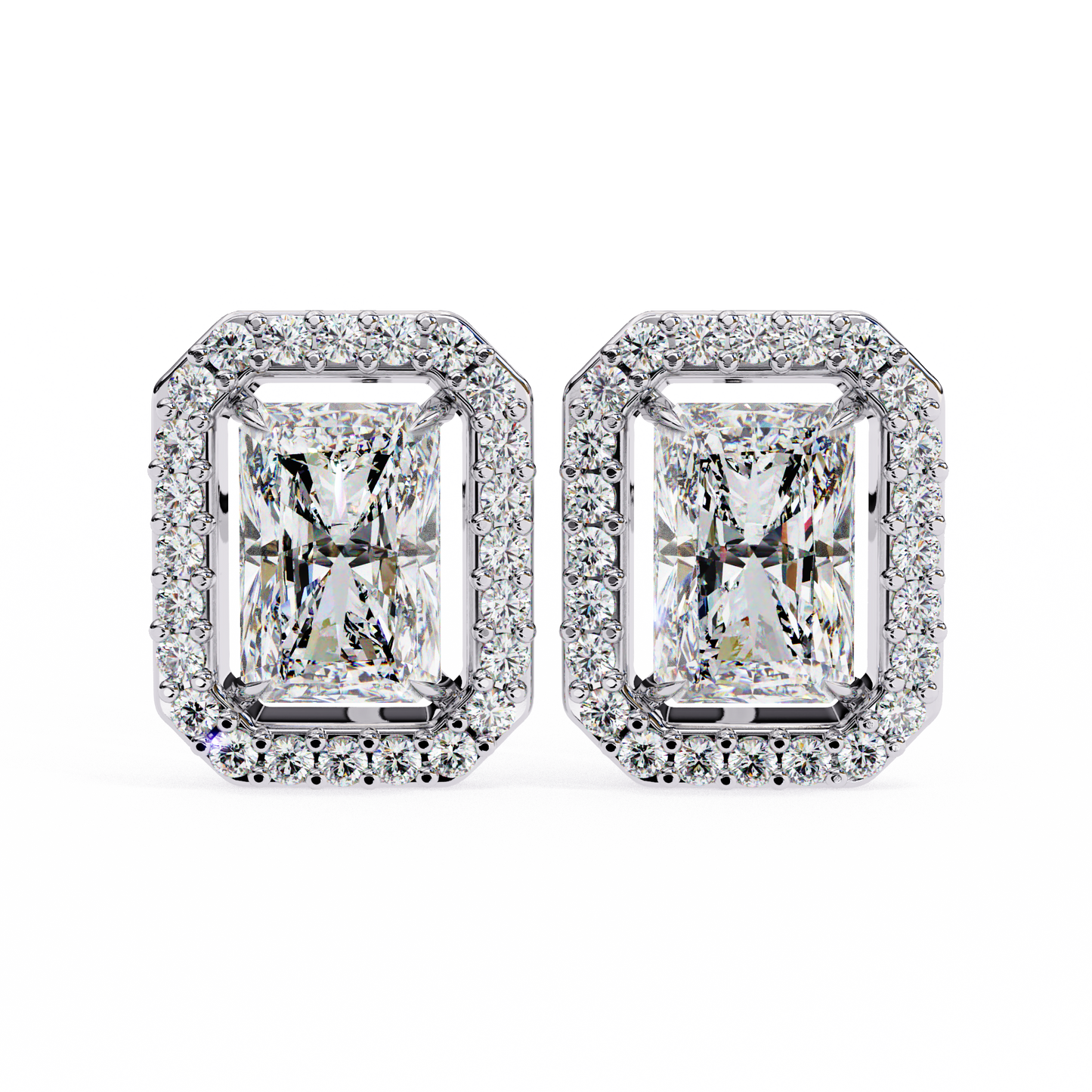 2.84 carat radiant cut diamond halo earrings – luxury fine jewelry