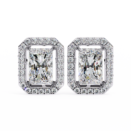 2.84 Carat Radiant Cut Diamond Halo Earrings – Luxury Fine Jewelry