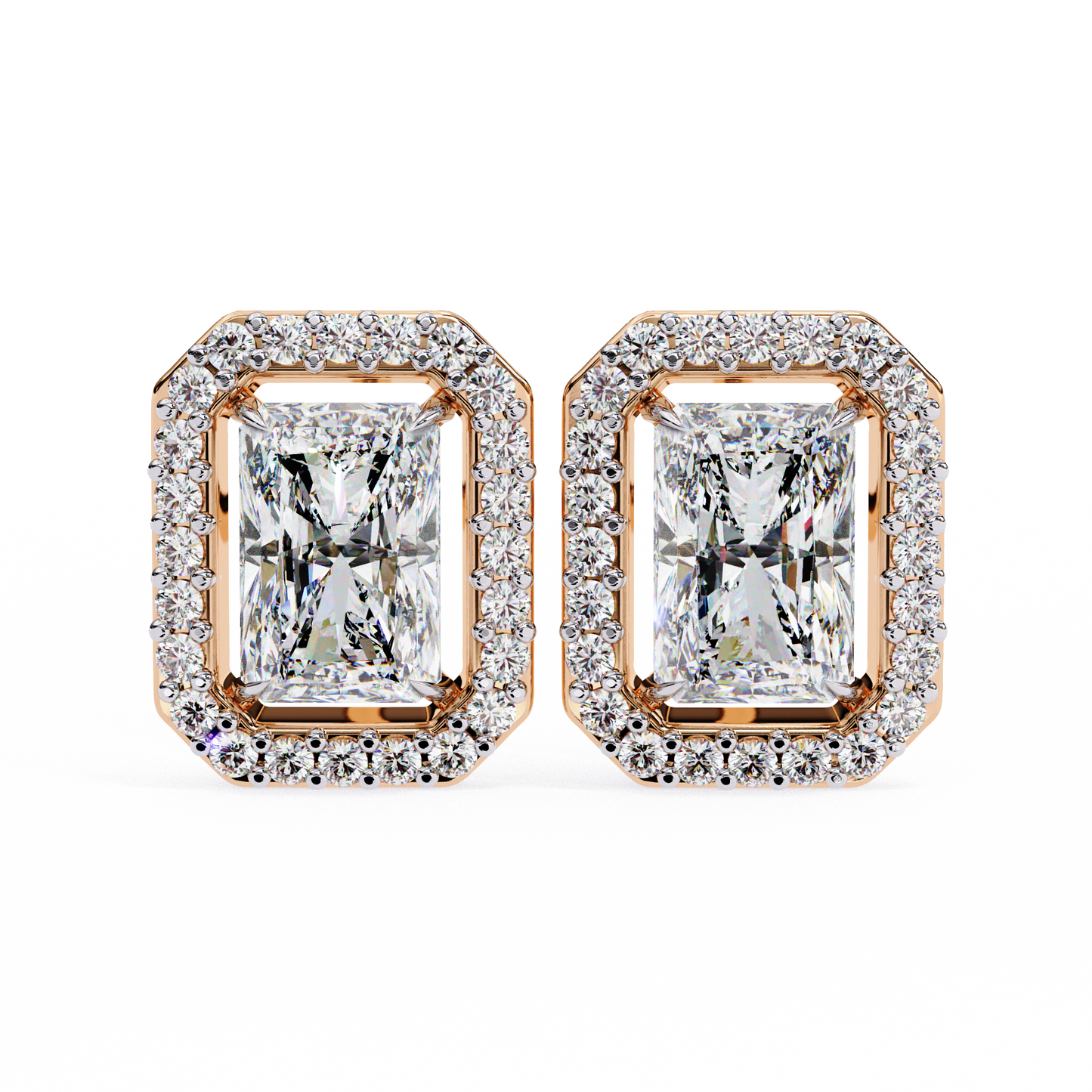 2.84 carat radiant cut diamond halo earrings – luxury fine jewelry