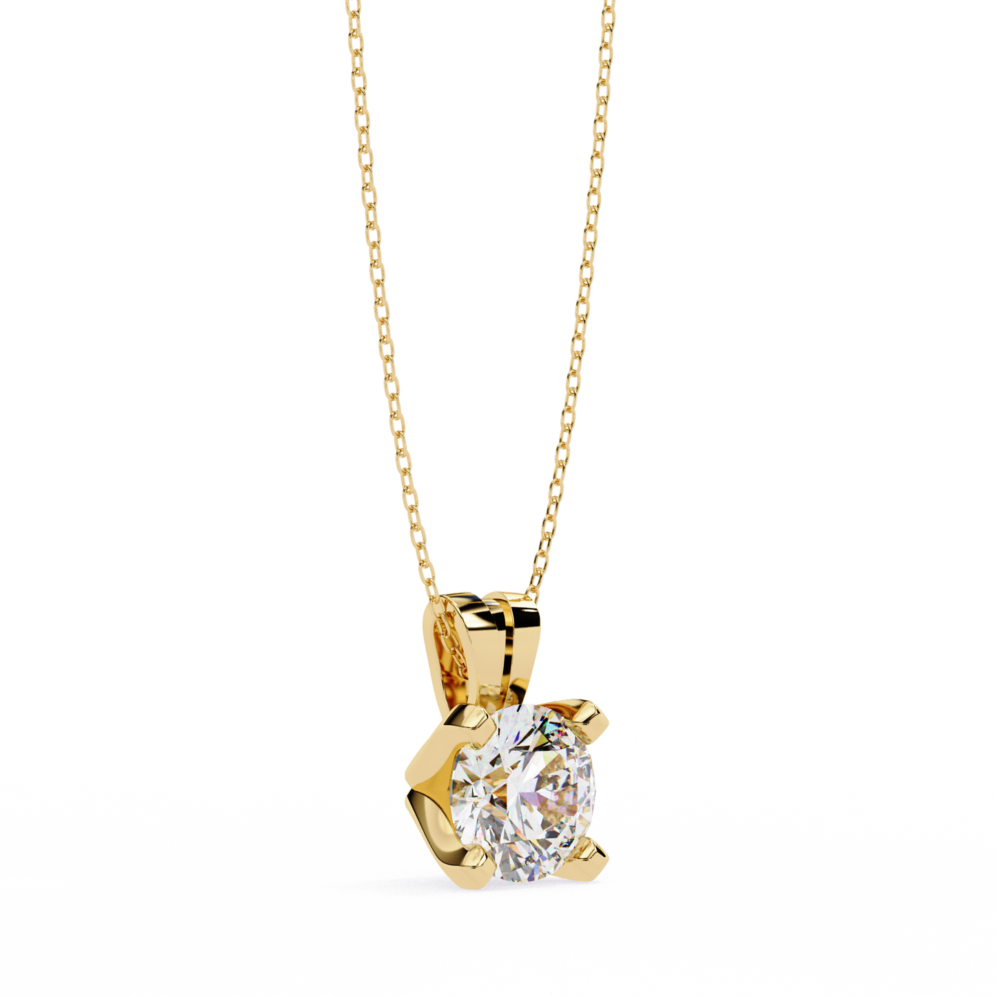 lgd solitaire pendant round stone (2.18ct) in 14k gold without chain