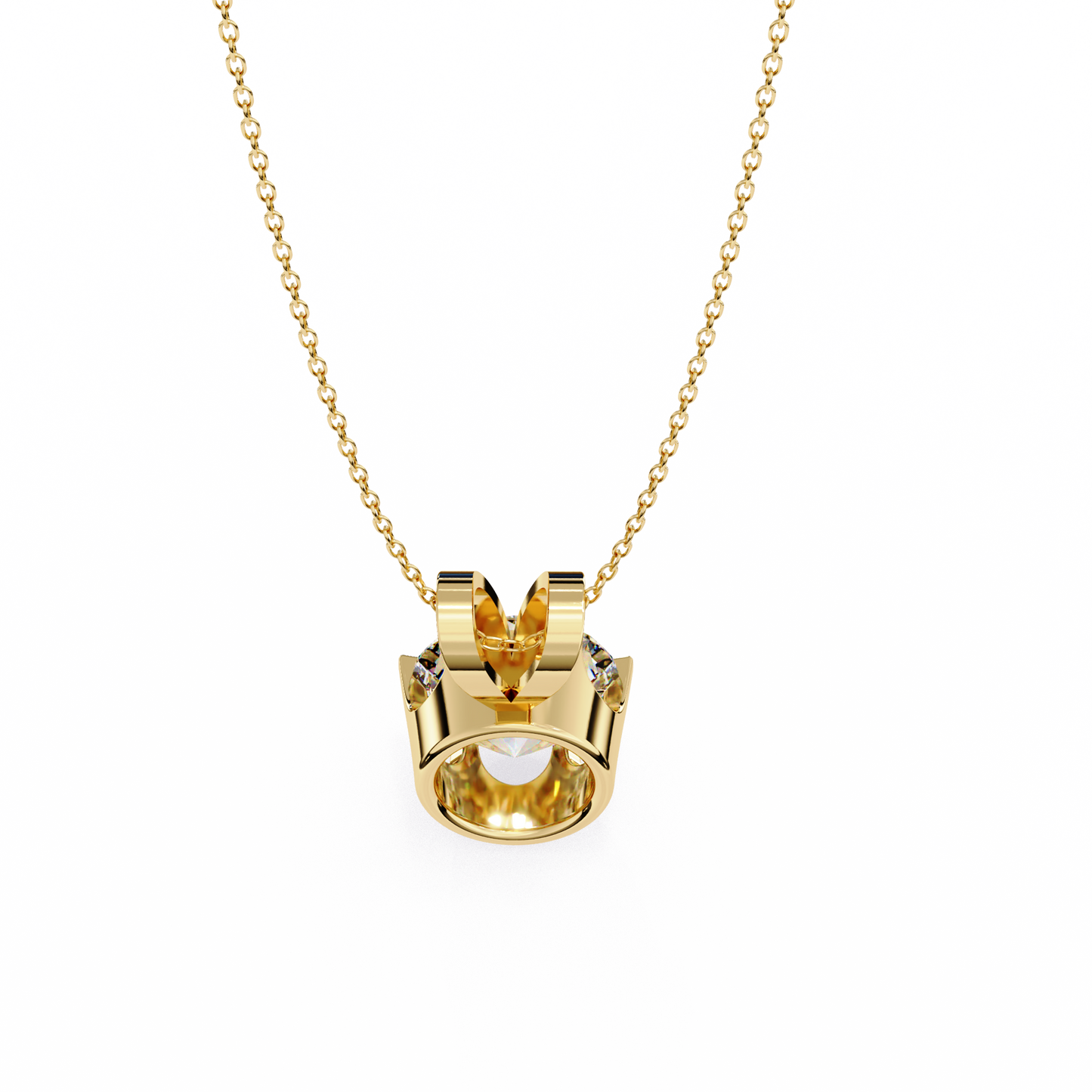 lgd solitaire pendant round stone (2.14ct) in 14k gold without chain