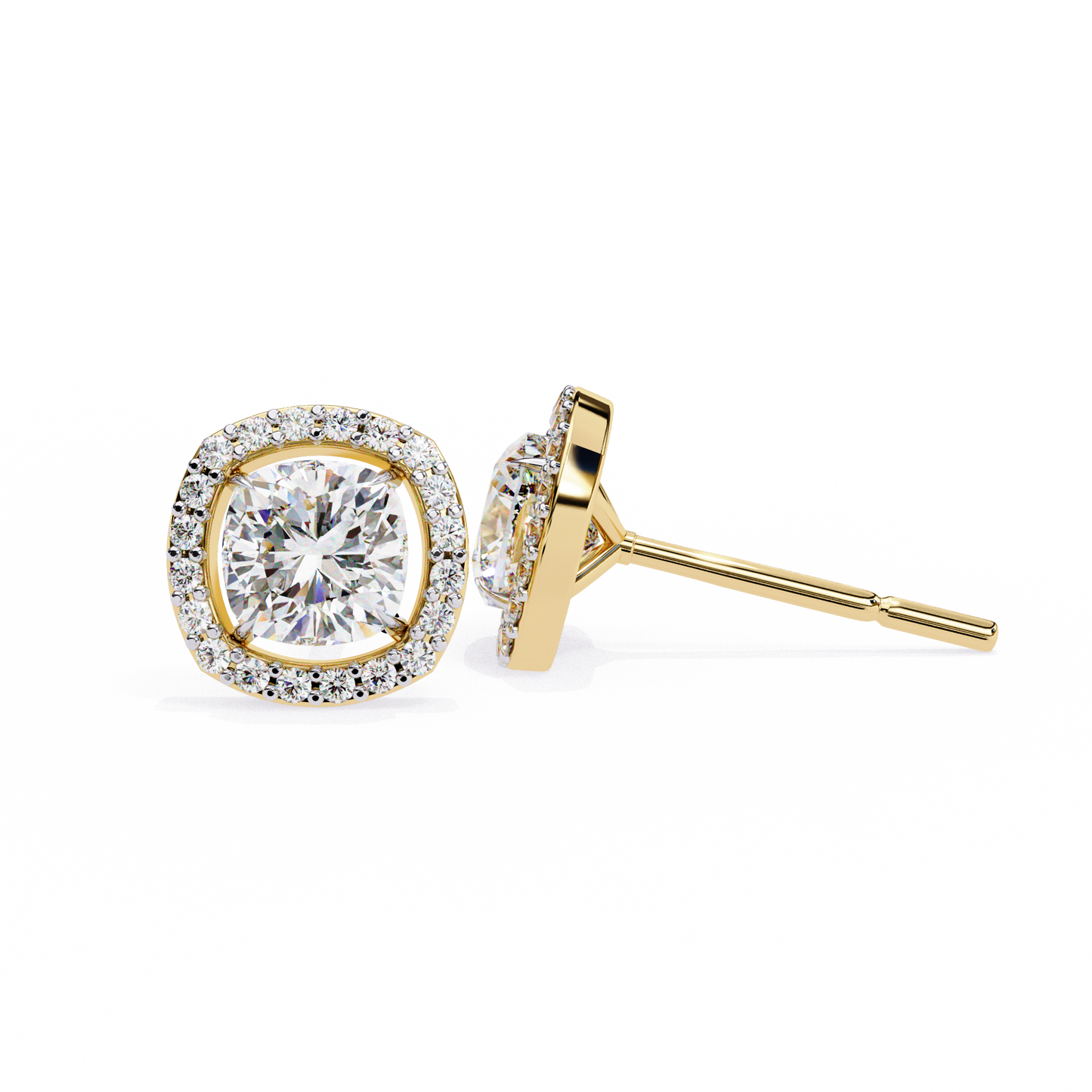 2.40 carat cushion cut studs diamond earrings – elegant fine jewelry