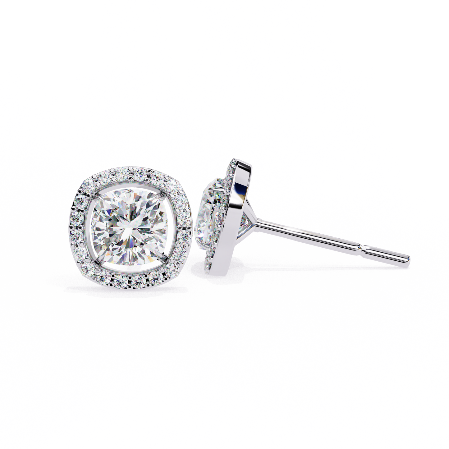 2.40 carat cushion cut studs diamond earrings – elegant fine jewelry