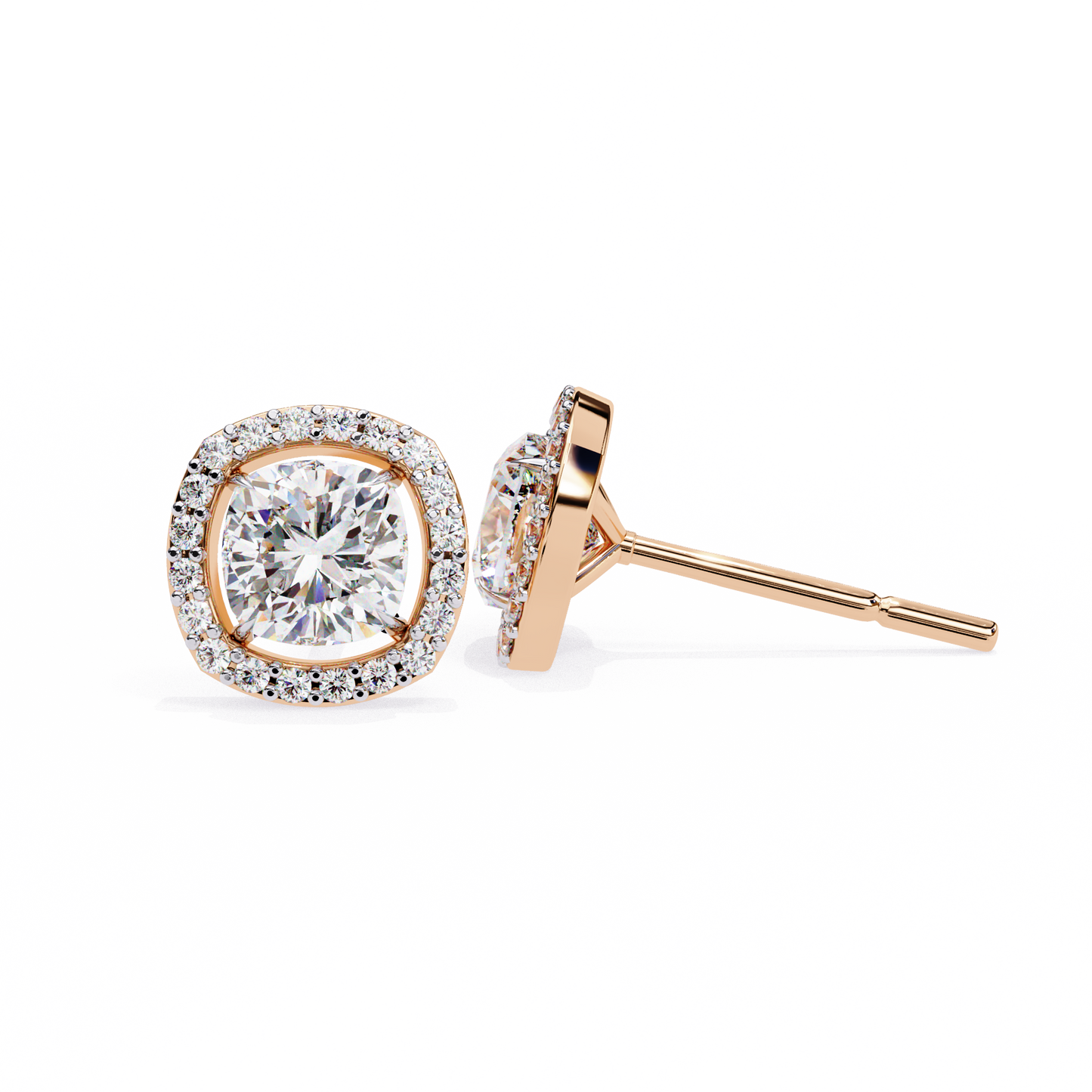 2.40 carat cushion cut studs diamond earrings – elegant fine jewelry