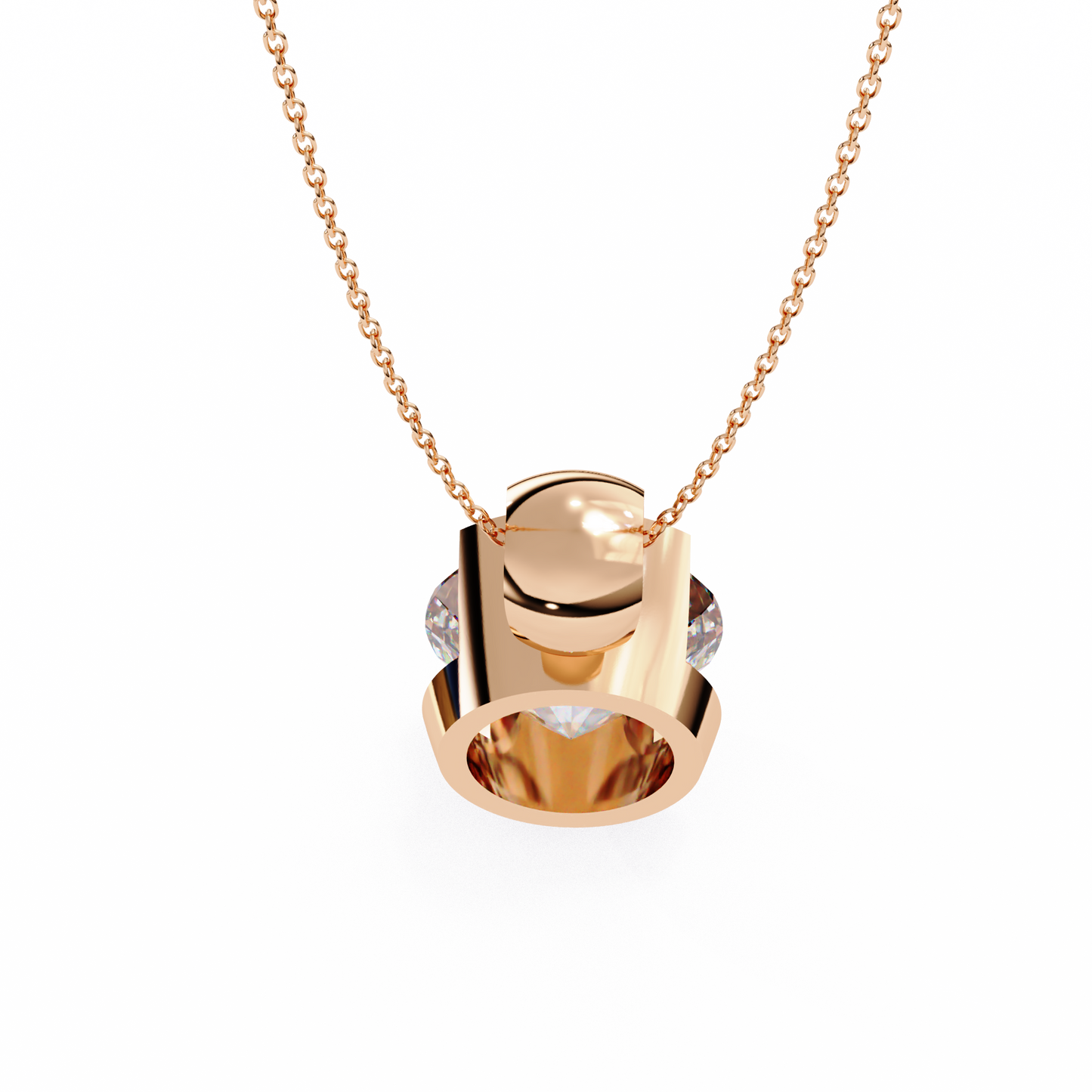 lgd solitaire pendant round stone (2.22ct) in 14k gold without chain