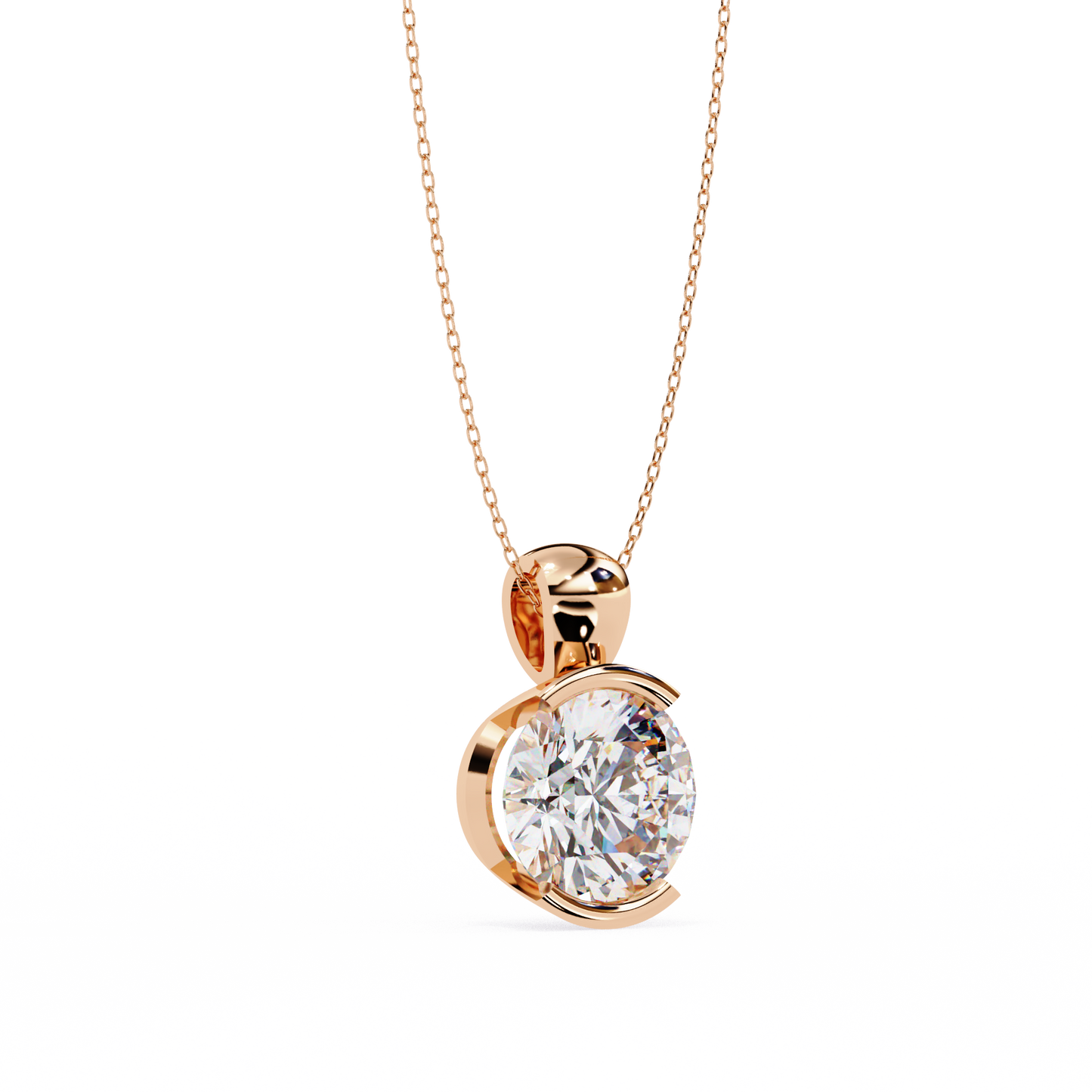 lgd solitaire pendant round stone (2.22ct) in 14k gold without chain