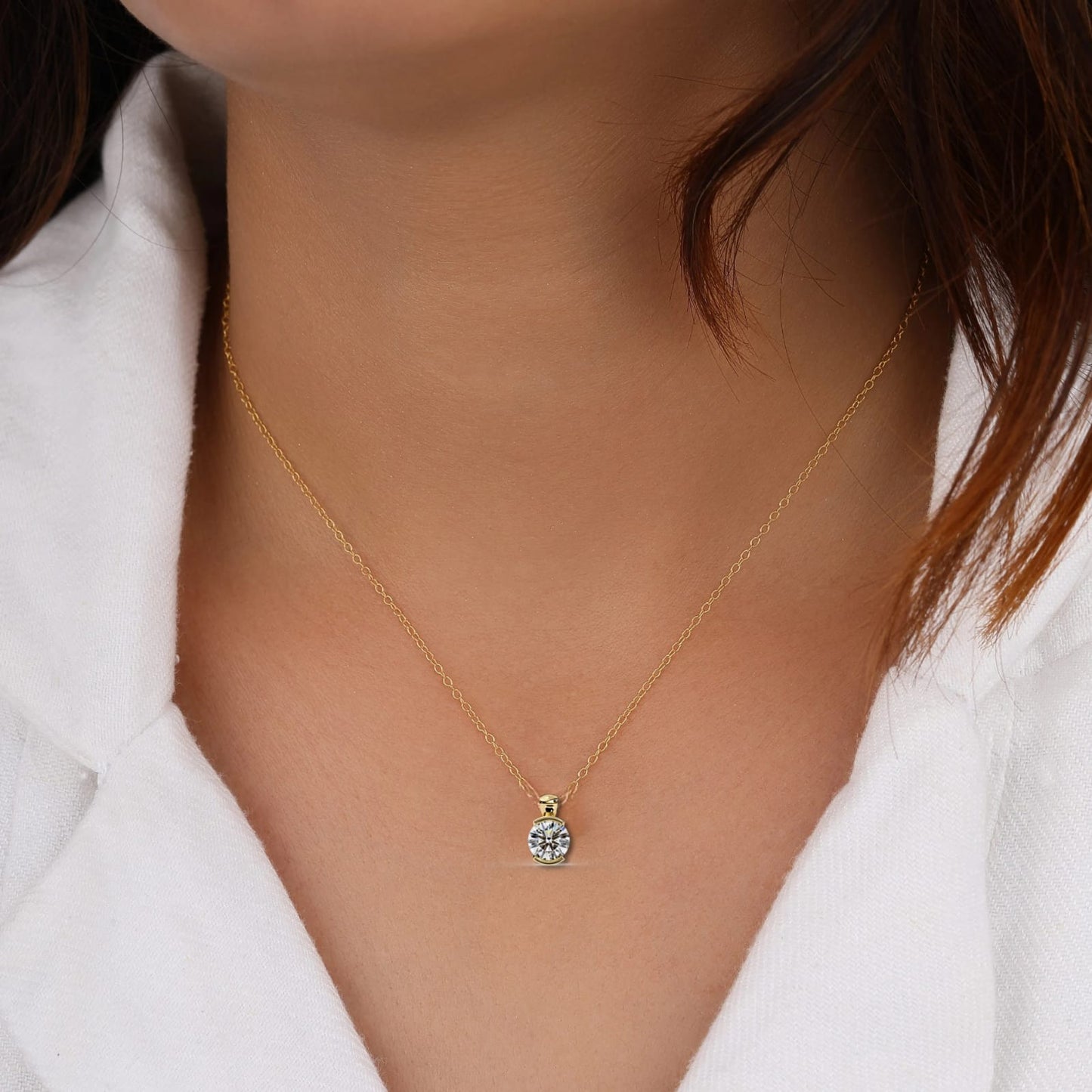 lgd solitaire pendant round stone (2.22ct) in 14k gold without chain