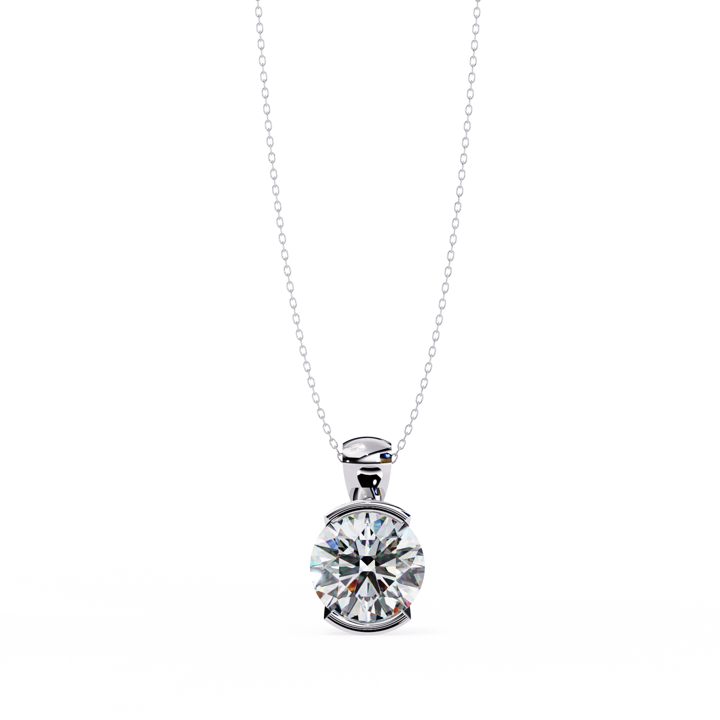 lgd solitaire pendant round stone (2.22ct) in 14k gold without chain
