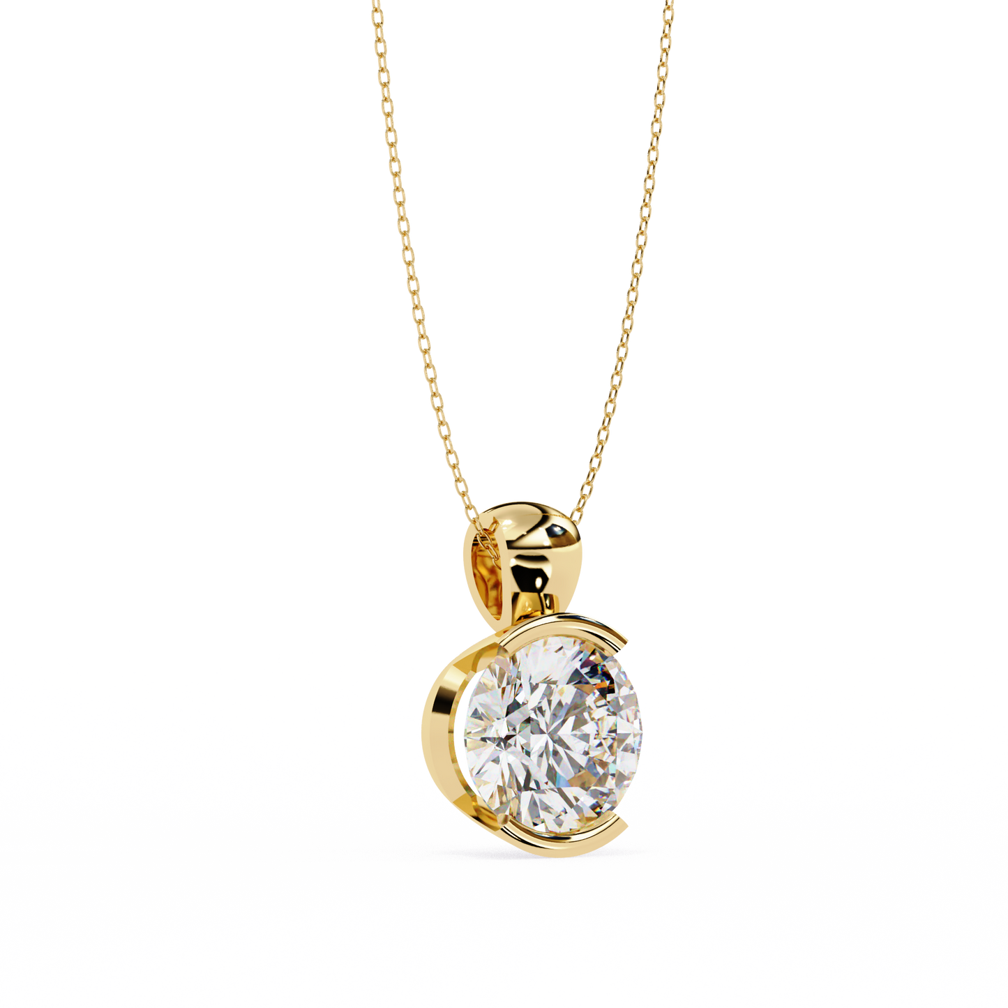 lgd solitaire pendant round stone (2.22ct) in 14k gold without chain