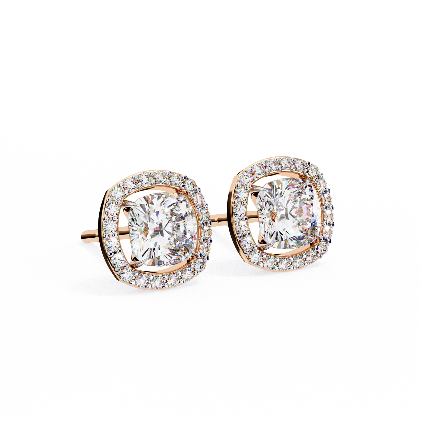2.40 carat cushion cut studs diamond earrings – elegant fine jewelry