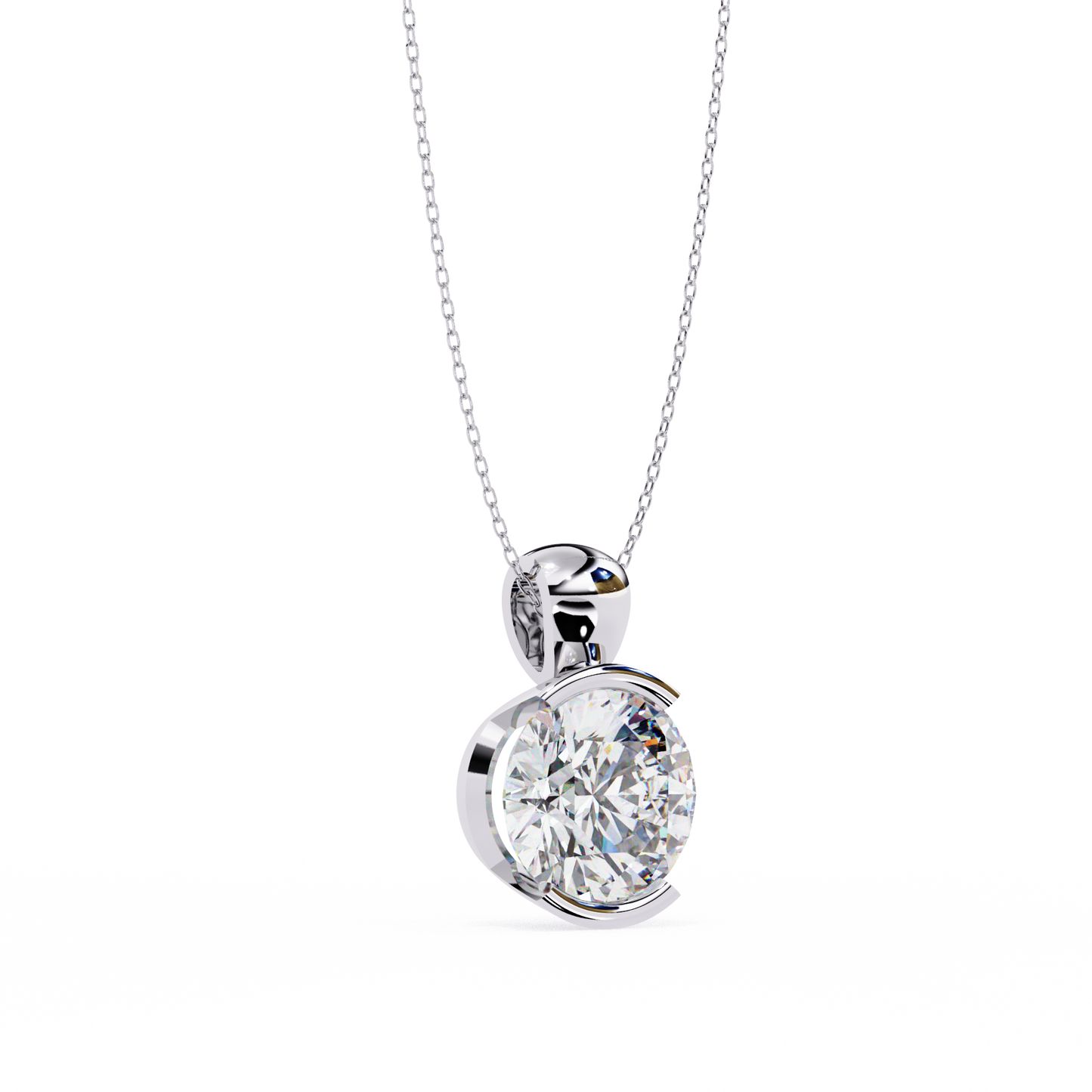 lgd solitaire pendant round stone (2.22ct) in 14k gold without chain