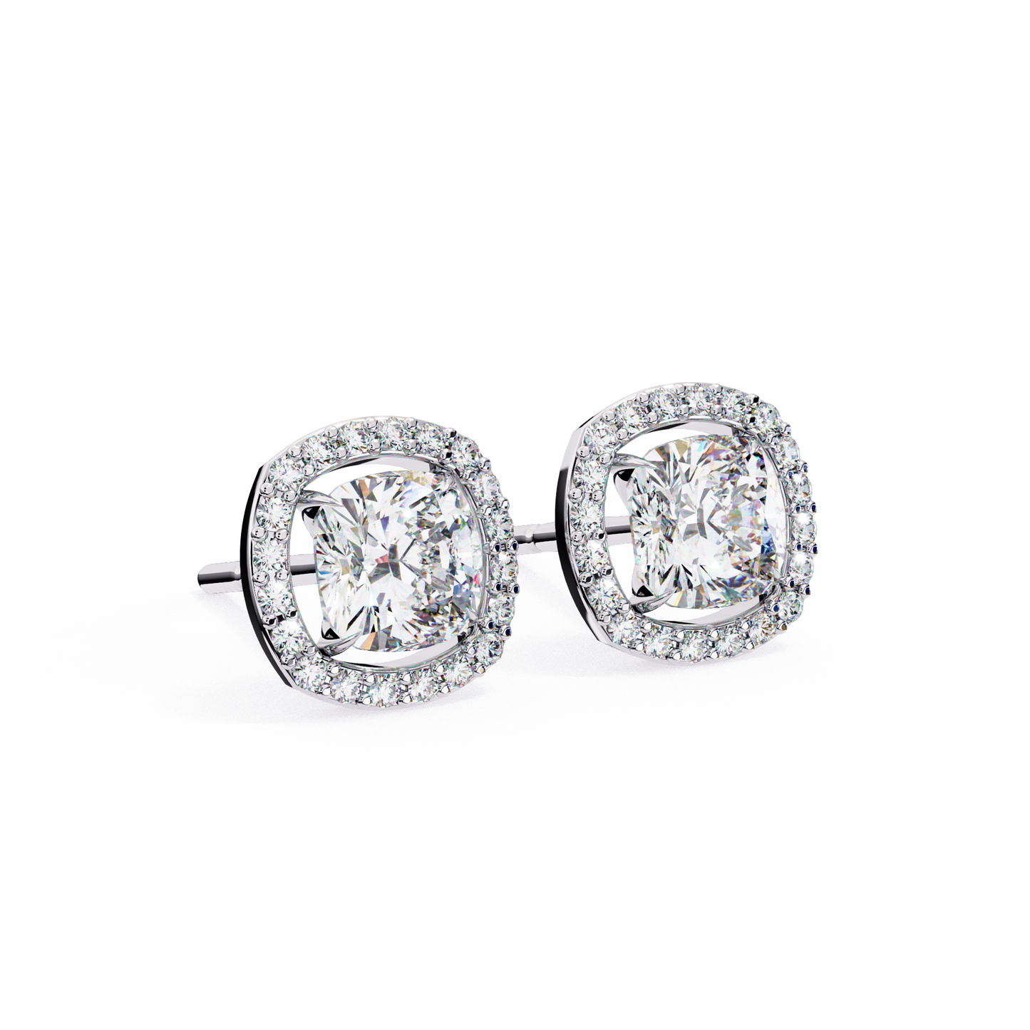 2.40 carat cushion cut studs diamond earrings – elegant fine jewelry
