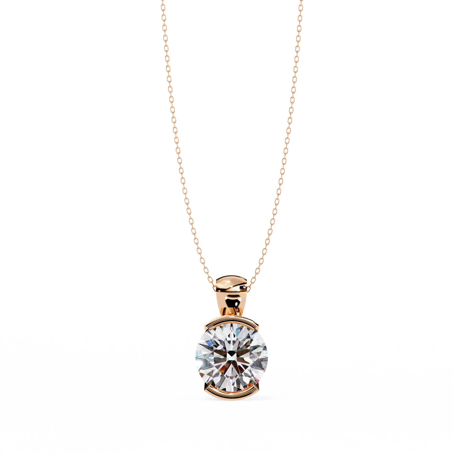 lgd solitaire pendant round stone (2.22ct) in 14k gold without chain