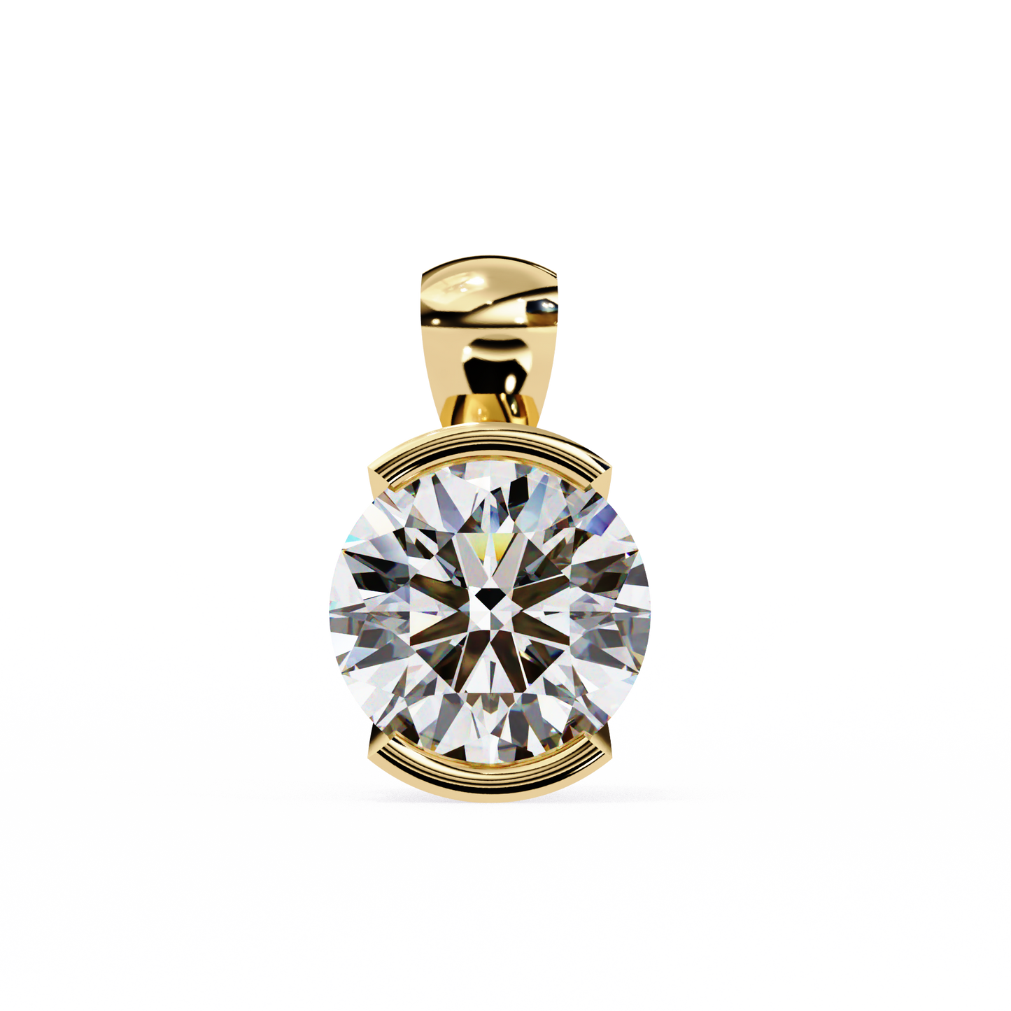 lgd solitaire pendant round stone (2.22ct) in 14k gold without chain