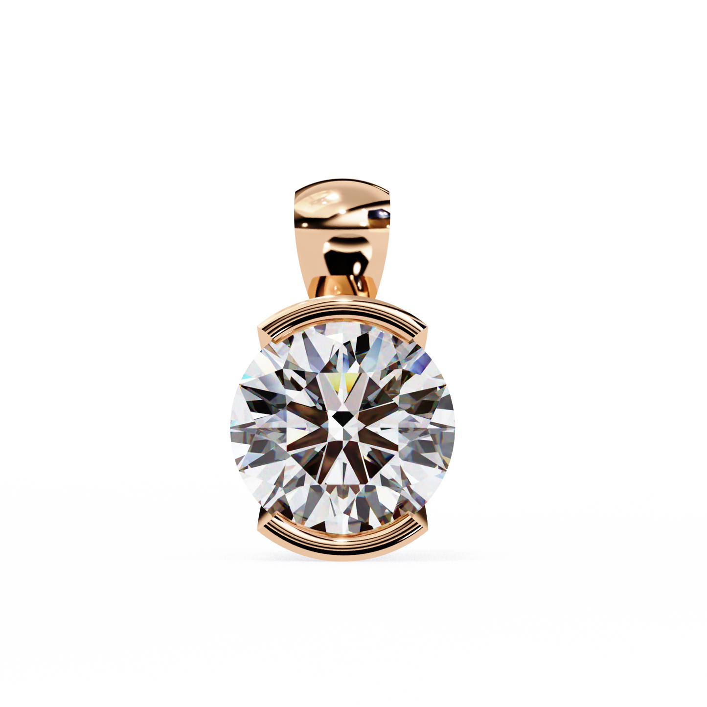 lgd solitaire pendant round stone (2.22ct) in 14k gold without chain