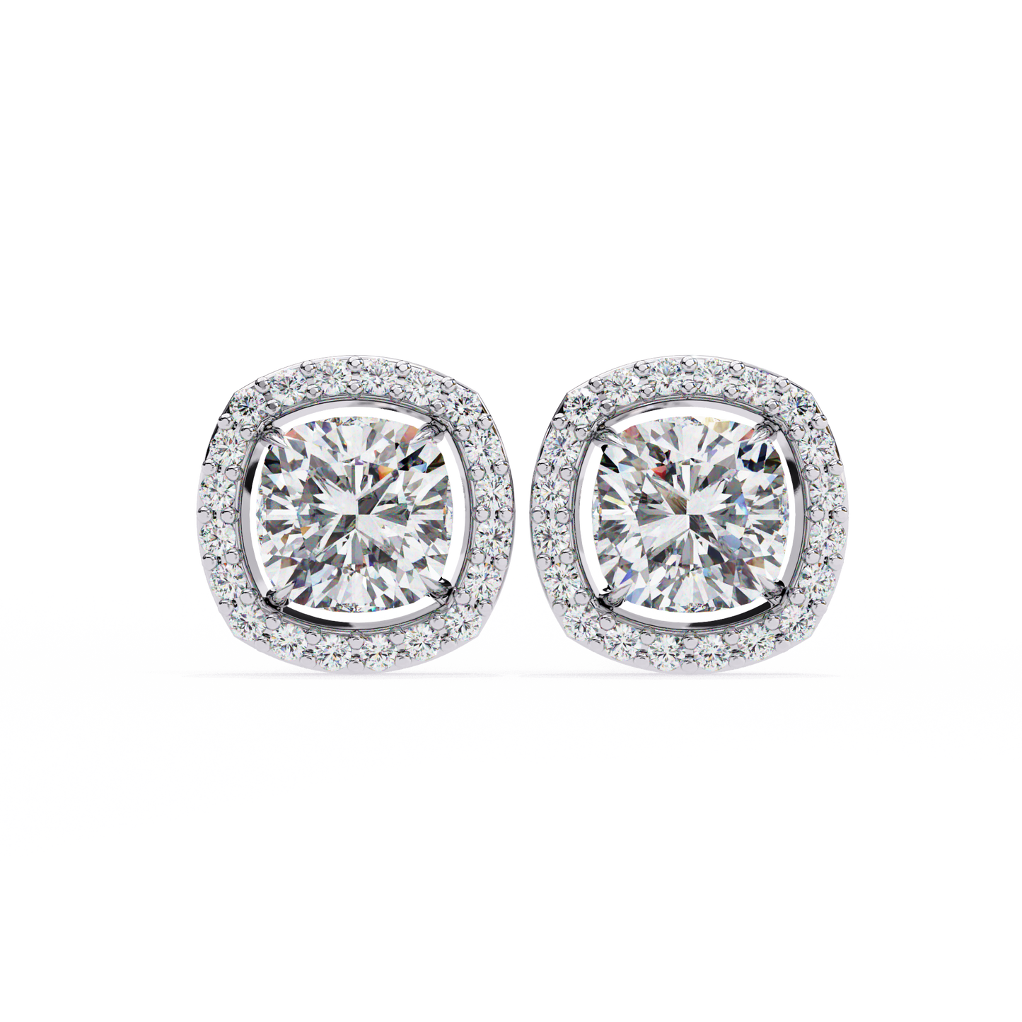 2.40 carat cushion cut studs diamond earrings – elegant fine jewelry