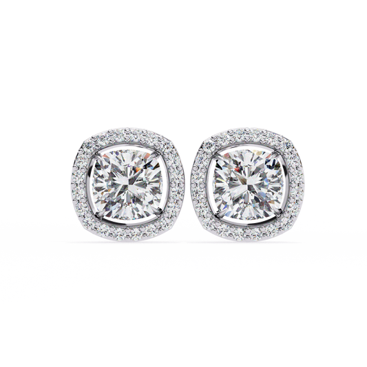 2.40 Carat Cushion Cut Studs Diamond Earrings – Elegant Fine Jewelry
