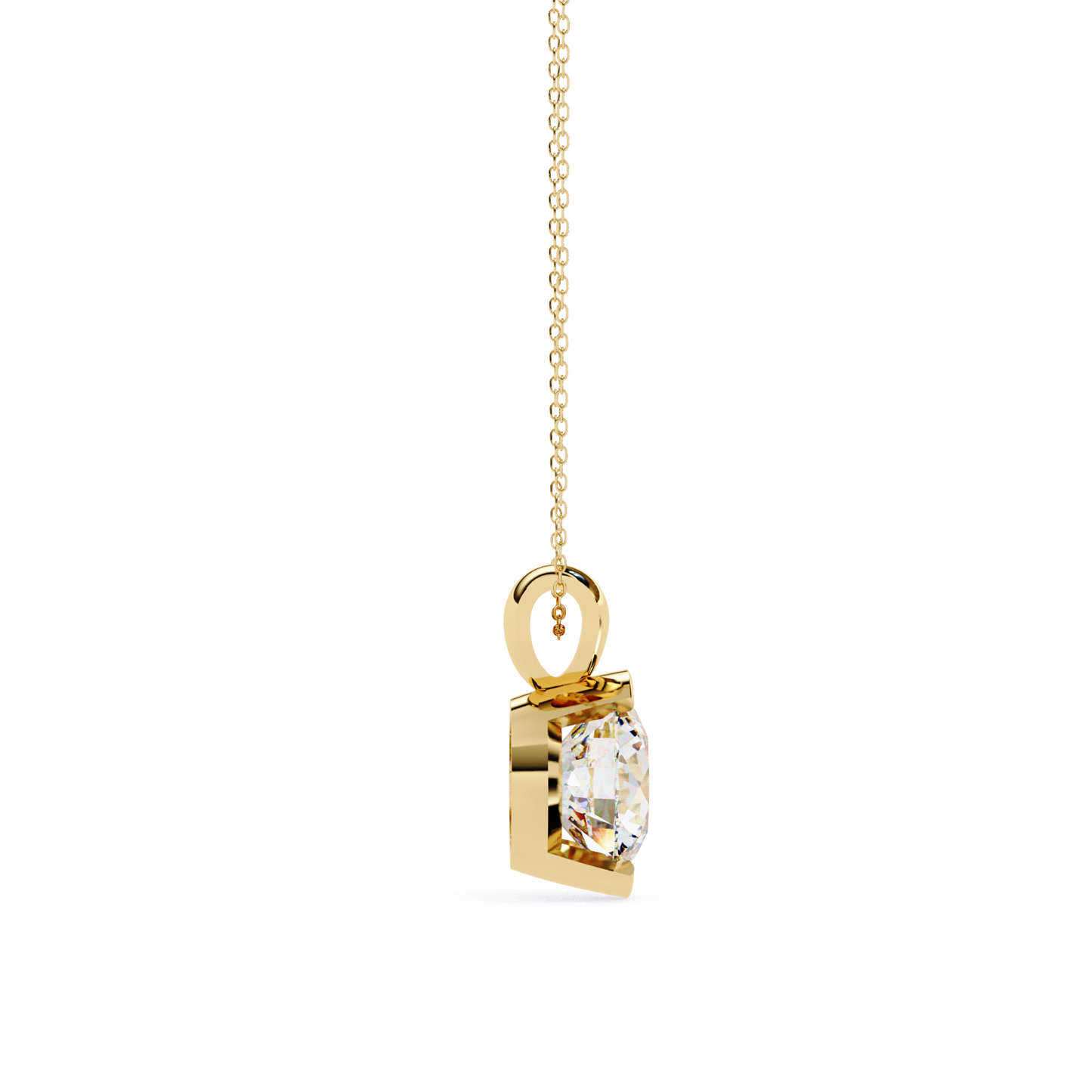 lgd solitaire pendant round stone (2.22ct) in 14k gold without chain