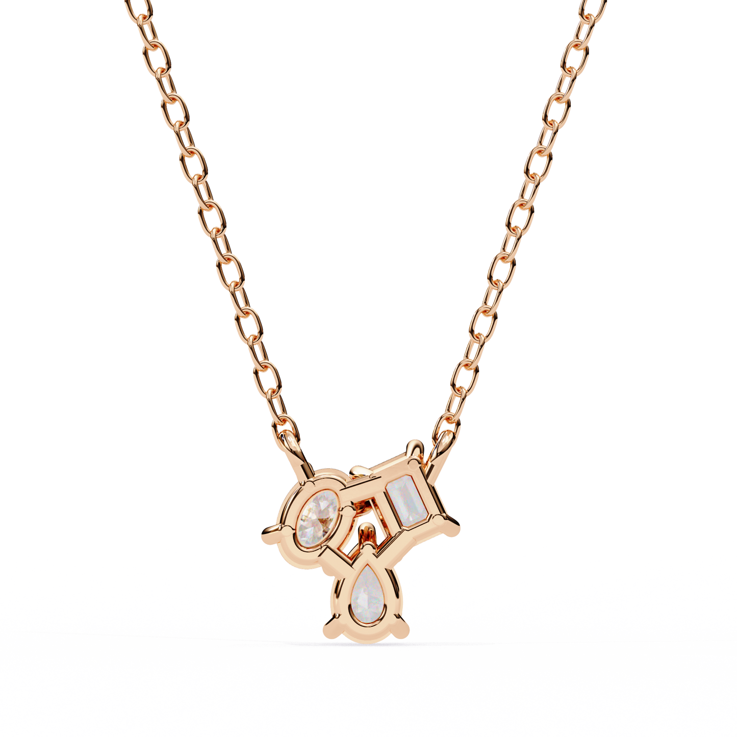 lgd pendant 3 stone (0.92ct ) in 14k gold without chain