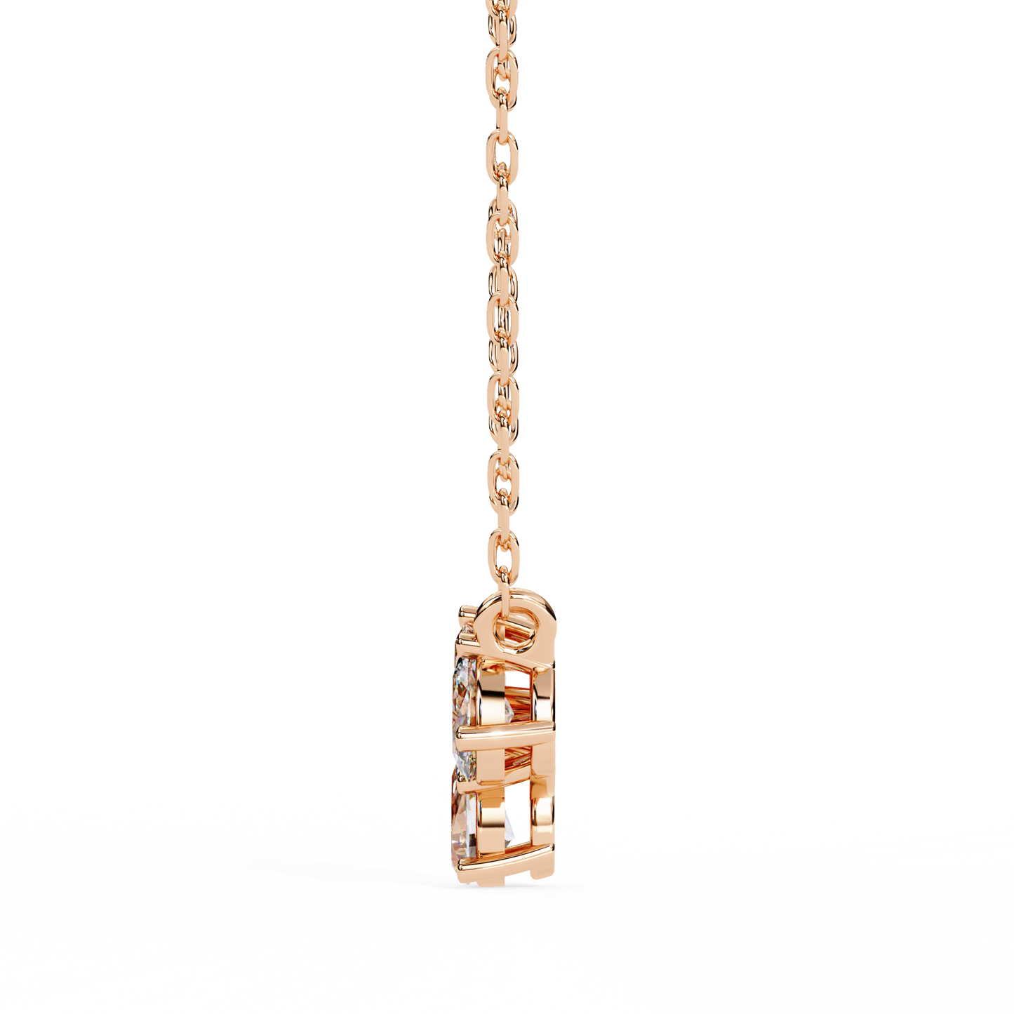 lgd pendant 3 stone (0.92ct ) in 14k gold without chain
