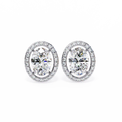1.88 Carat Oval Cut Diamond Stud Earrings – Classic Diamond Jewelry