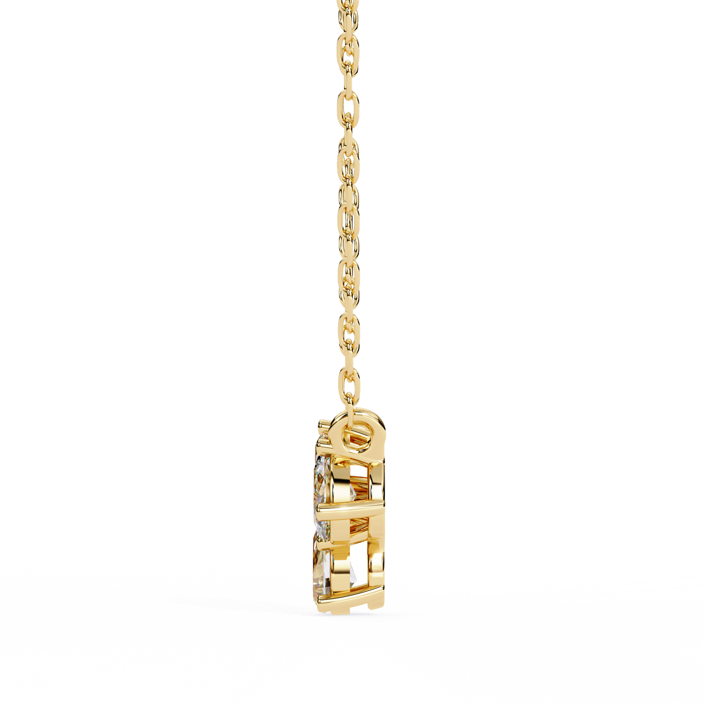 lgd pendant 3 stone (0.92ct ) in 14k gold without chain