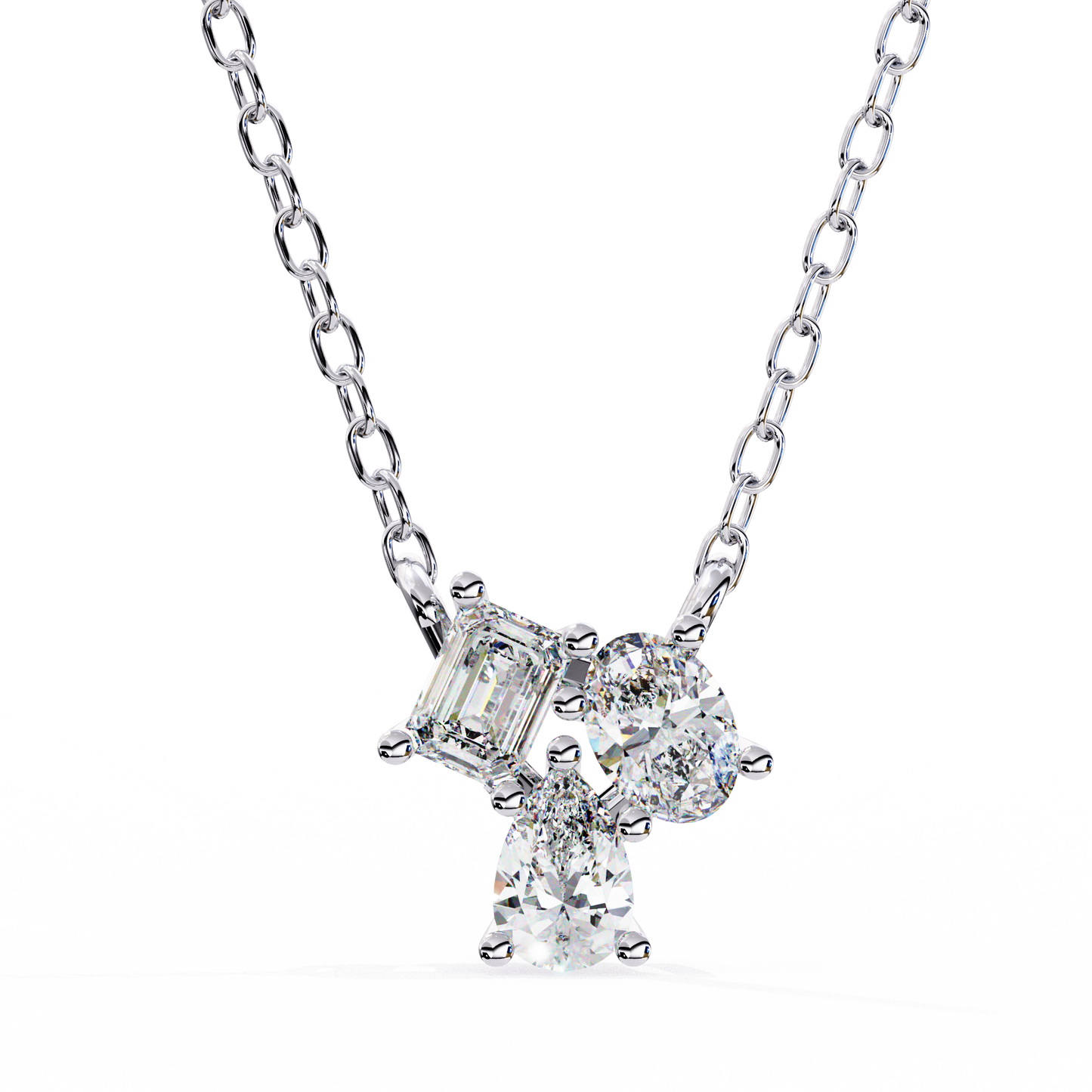 lgd pendant 3 stone (0.92ct ) in 14k gold without chain