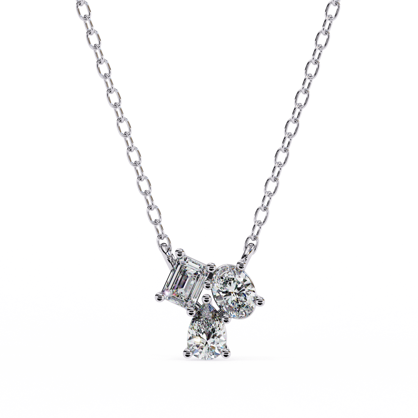lgd pendant 3 stone (0.92ct ) in 14k gold without chain