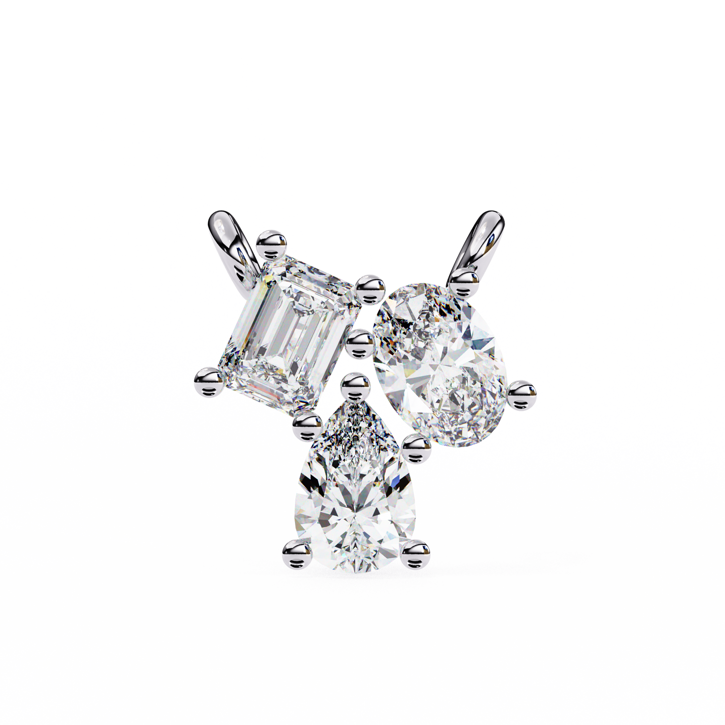 lgd pendant 3 stone (0.92ct ) in 14k gold without chain
