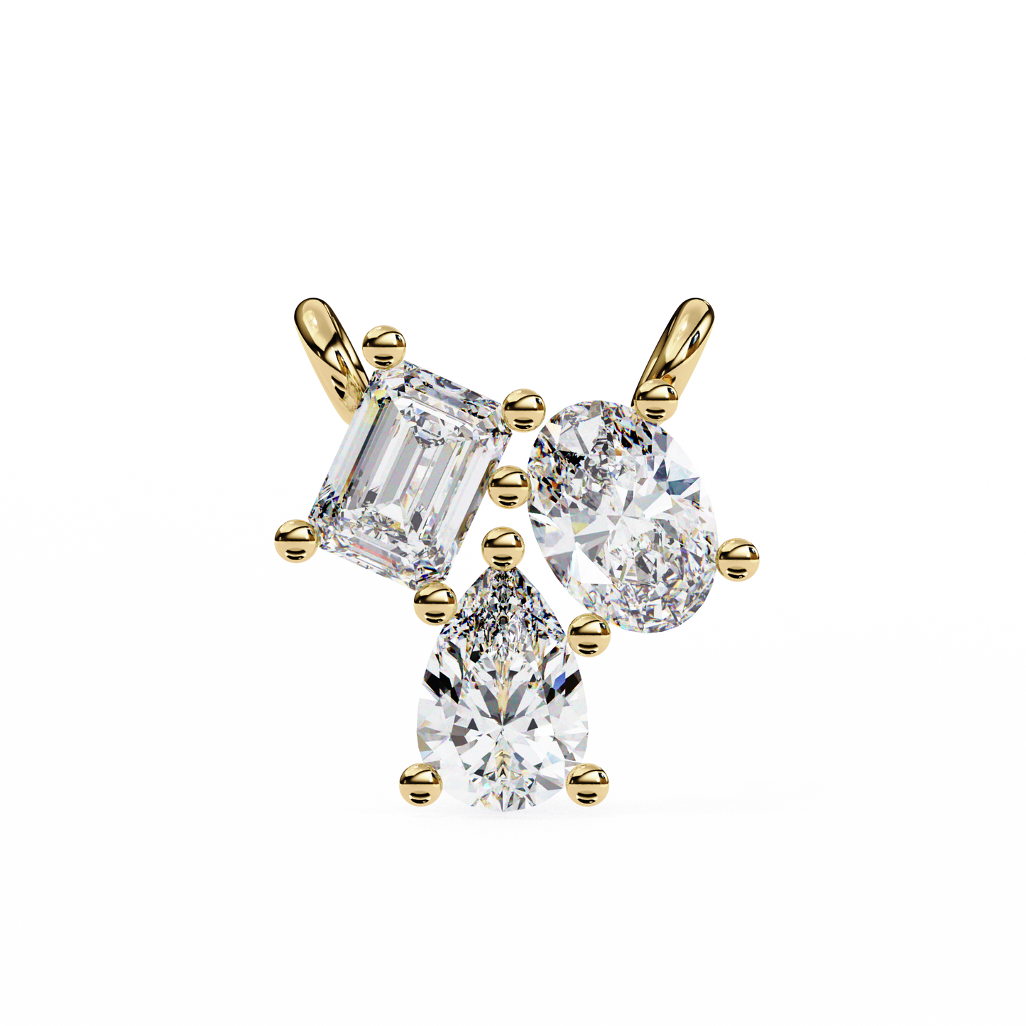 lgd pendant 3 stone (0.92ct ) in 14k gold without chain