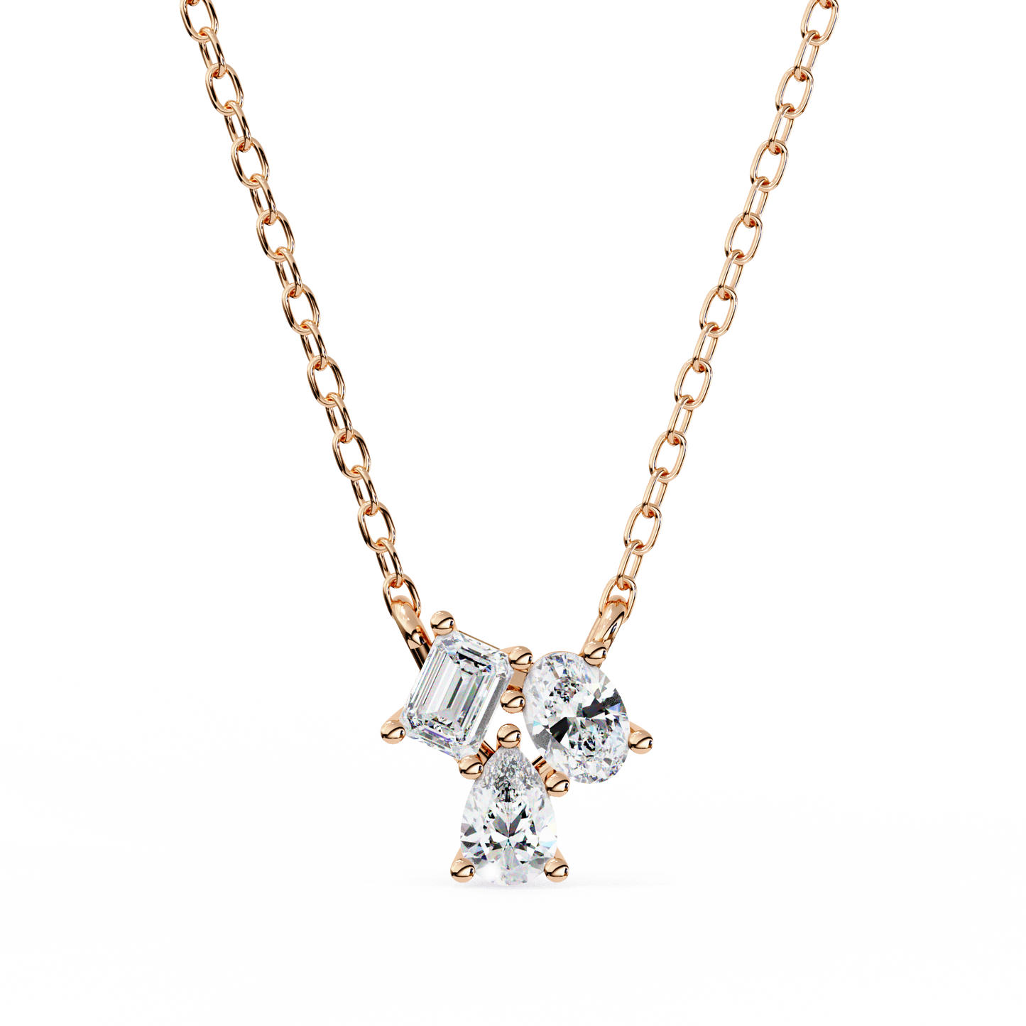 lgd pendant 3 stone (0.92ct ) in 14k gold without chain