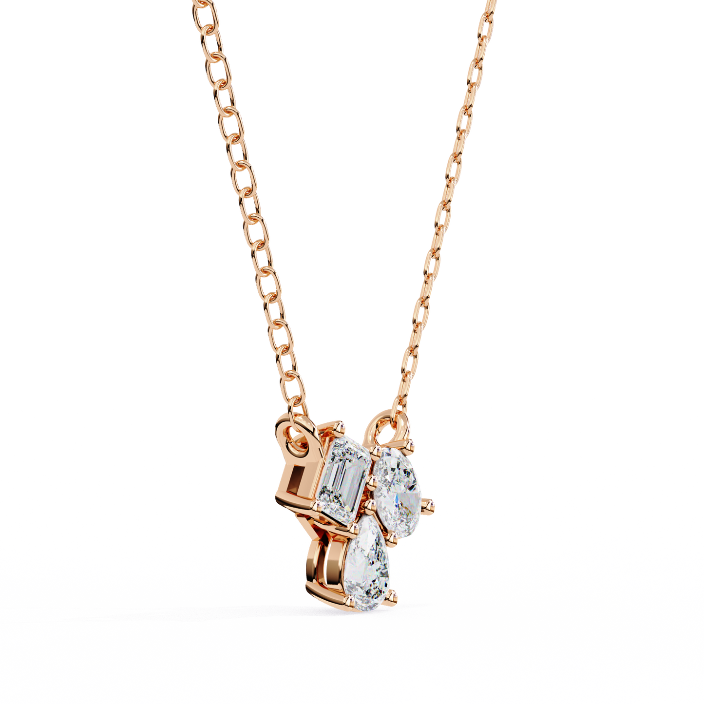 lgd pendant 3 stone (0.92ct ) in 14k gold without chain