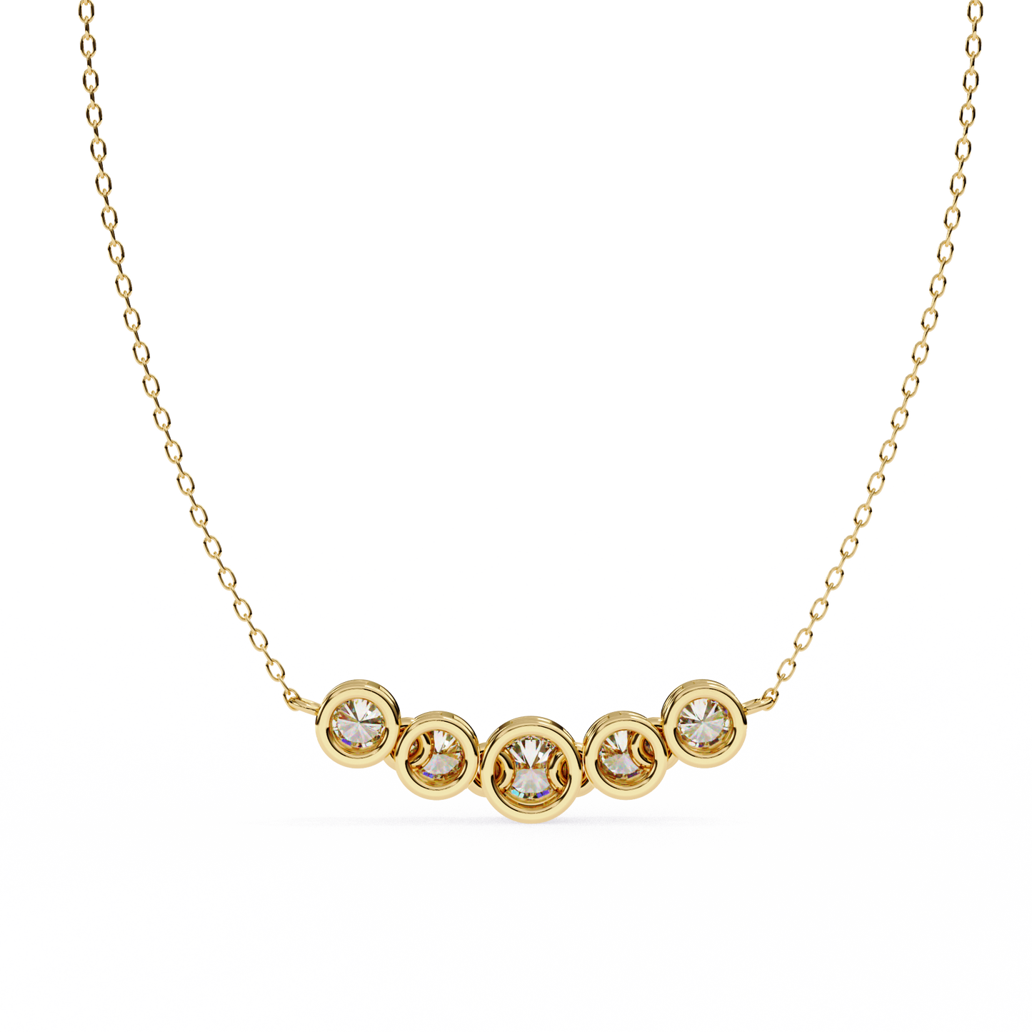 five-stone bezel set diamond pendant necklace – everyday luxury jewelry