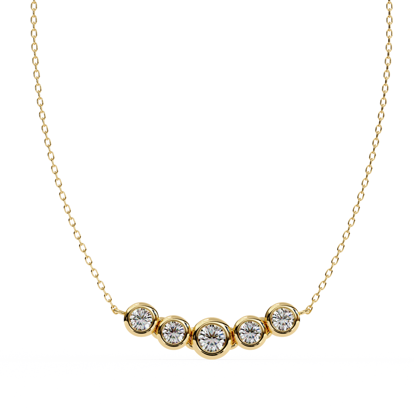 five-stone bezel set diamond pendant necklace – everyday luxury jewelry