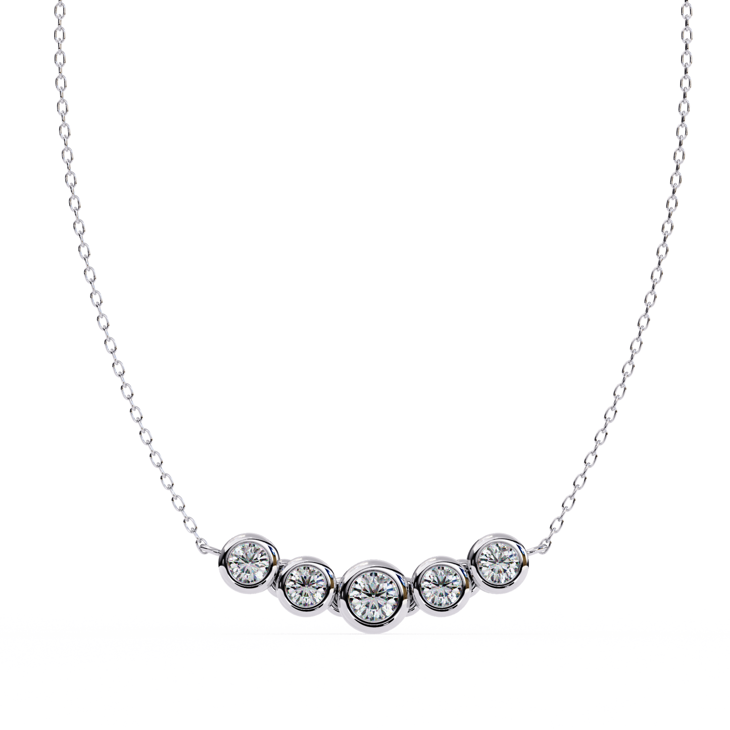 five-stone bezel set diamond pendant necklace – everyday luxury jewelry