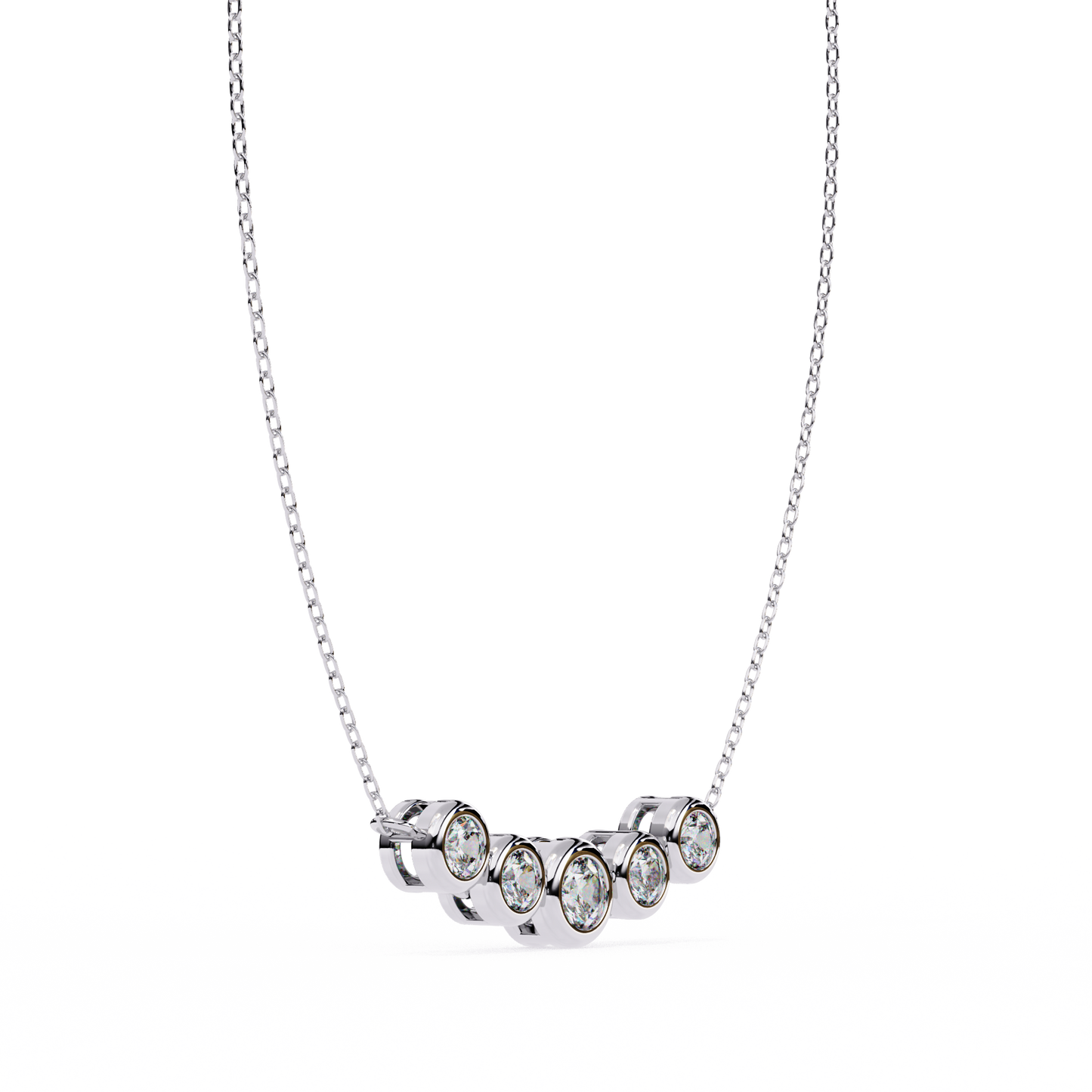 five-stone bezel set diamond pendant necklace – everyday luxury jewelry