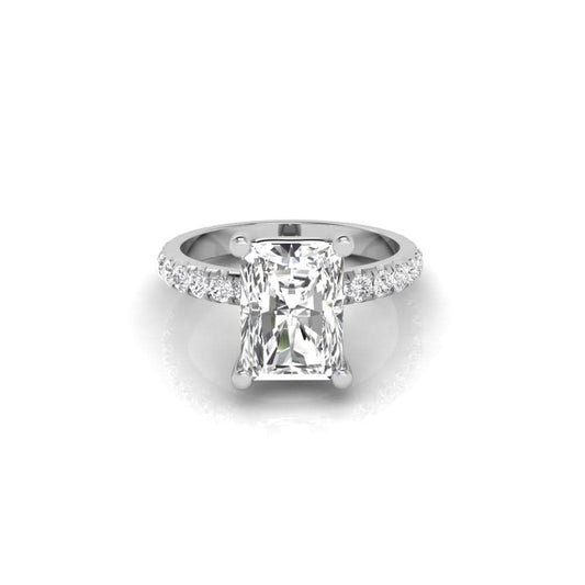 2.16 Carat Radiant Cut Solitaire Diamond Engagement Ring with Round Side Stones – Elegant Bridal Ring