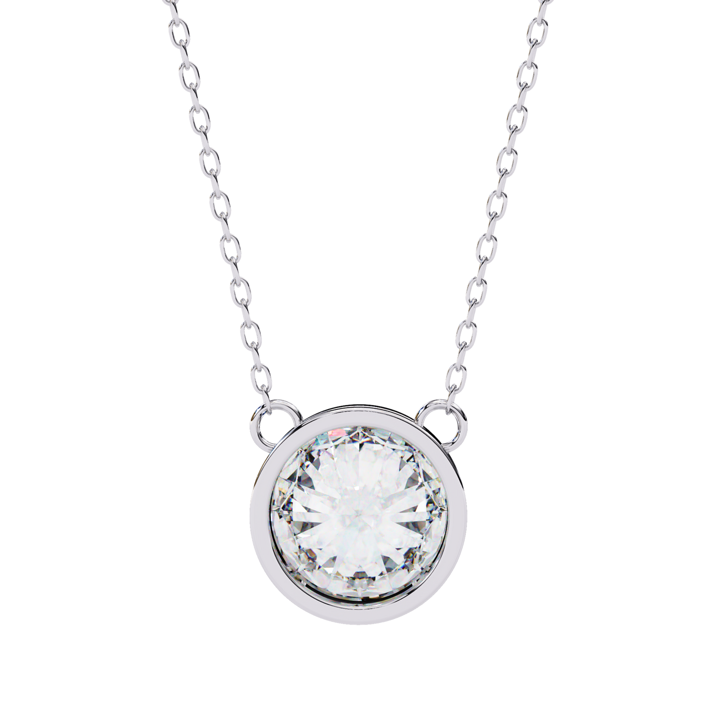 2.00 carat round cut bezel set diamond solitaire pendant necklace – fine jewelry