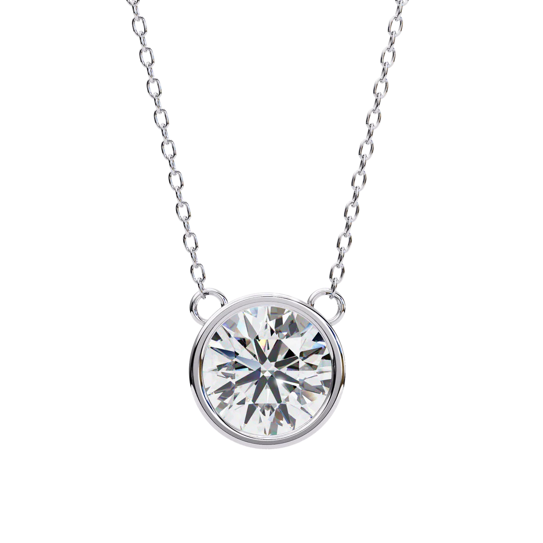 2.00 carat round cut bezel set diamond solitaire pendant necklace – fine jewelry