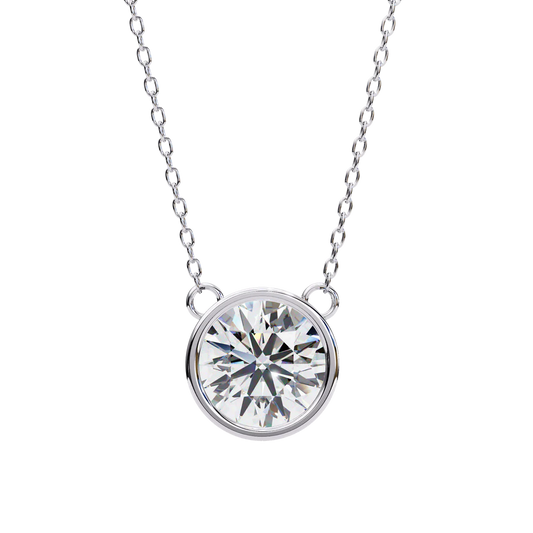 2.00 Carat Round Cut Bezel Set Diamond Solitaire Pendant Necklace – Fine Jewelry