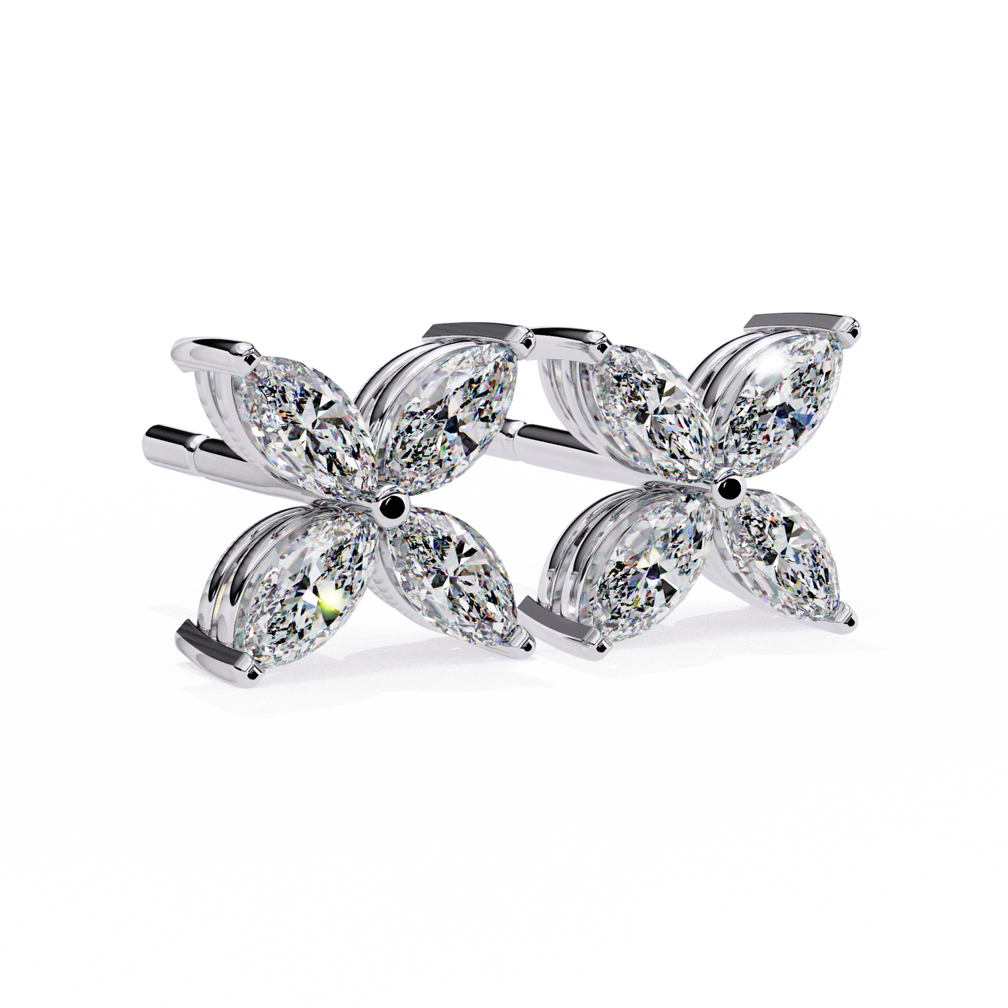 0.80 carat marquise cut diamond flower studs earrings – elegant fine jewelry