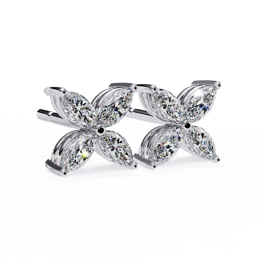 0.80 Carat Marquise Cut Diamond Flower Studs Earrings – Elegant Fine Jewelry