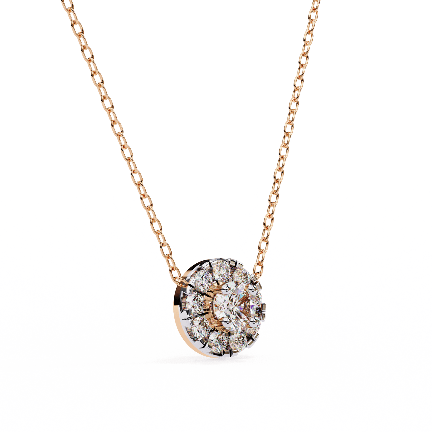 round cut diamond cluster halo pendant necklace – classic modern jewelry
