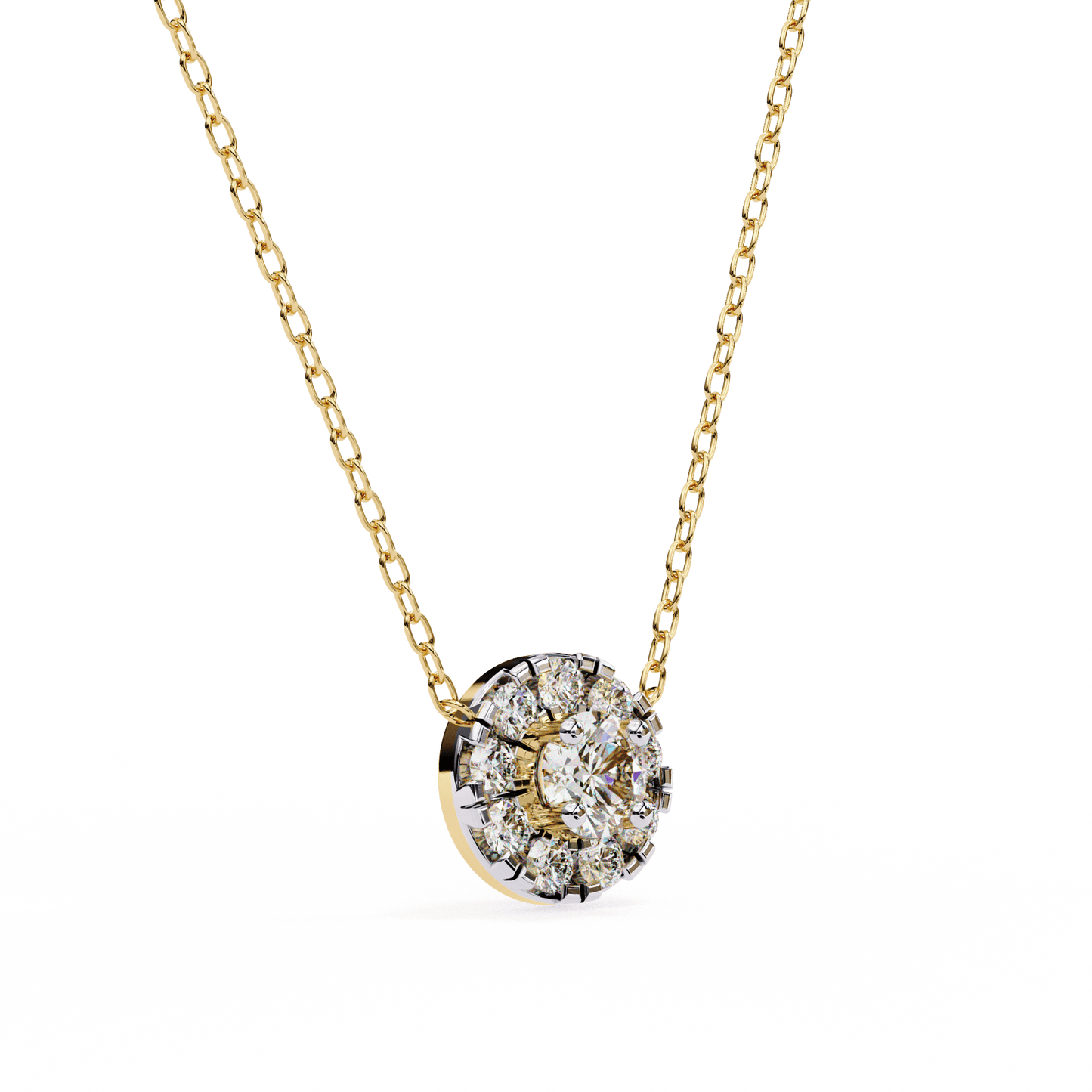 round cut diamond cluster halo pendant necklace – classic modern jewelry
