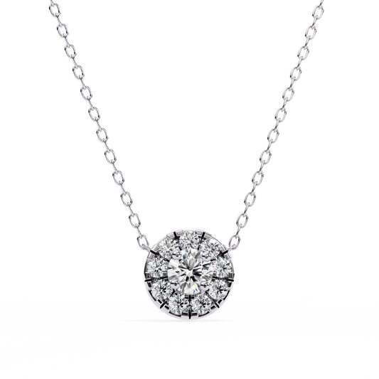 Round Cut Diamond Cluster Halo Pendant Necklace – Classic Modern Jewelry