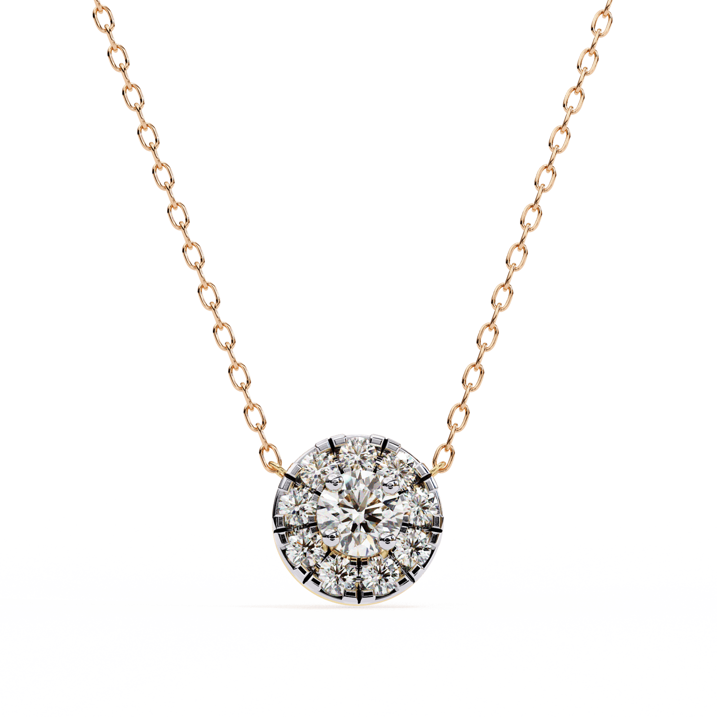 round cut diamond cluster halo pendant necklace – classic modern jewelry