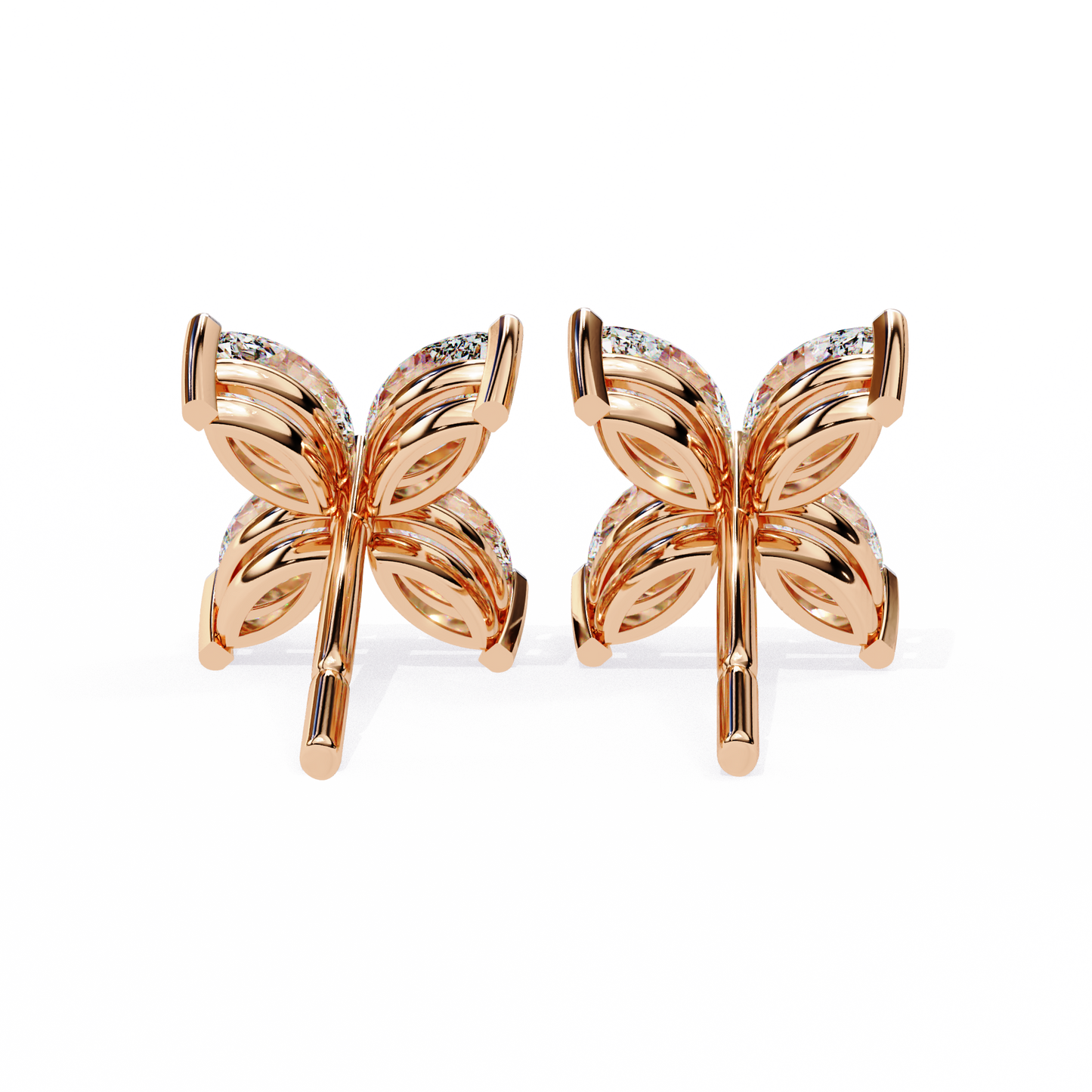0.80 carat marquise cut diamond flower studs earrings – elegant fine jewelry